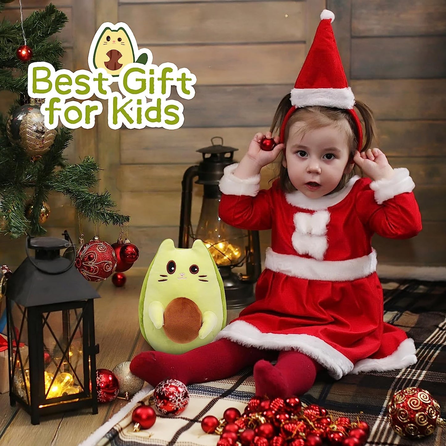 Almohada de aguacate de animales de peluche de aguacate, lindo juguete de peluche de aguacate y gato, muñeca de peluche de aguacate verde Kawaii, almohada de felpa de gato verde suave regalo para niños y niñas