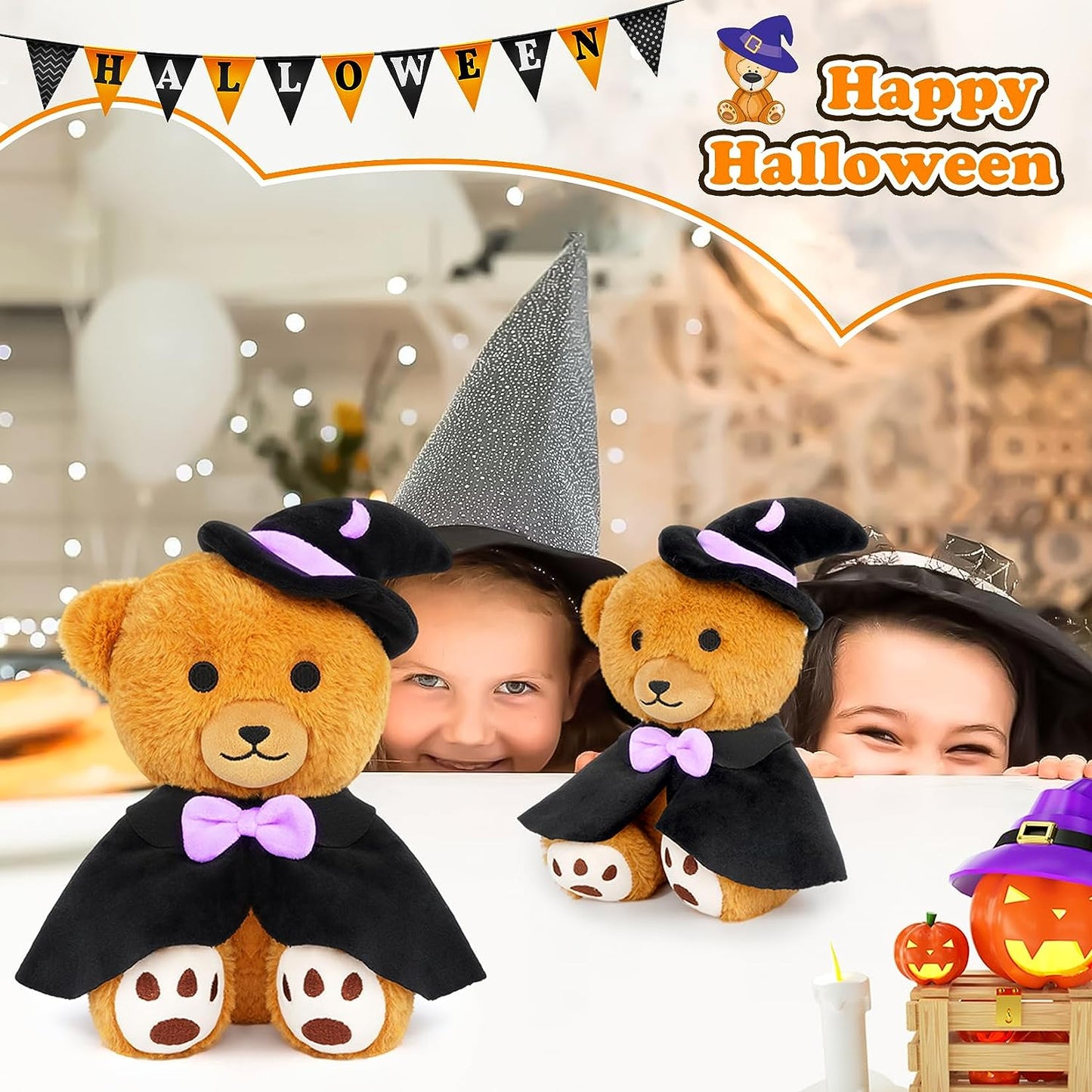 Juguete de peluche de peluche de Halloween, lindo oso de peluche de bruja de peluche, almohada de peluche de Halloween, para decoración de Halloween