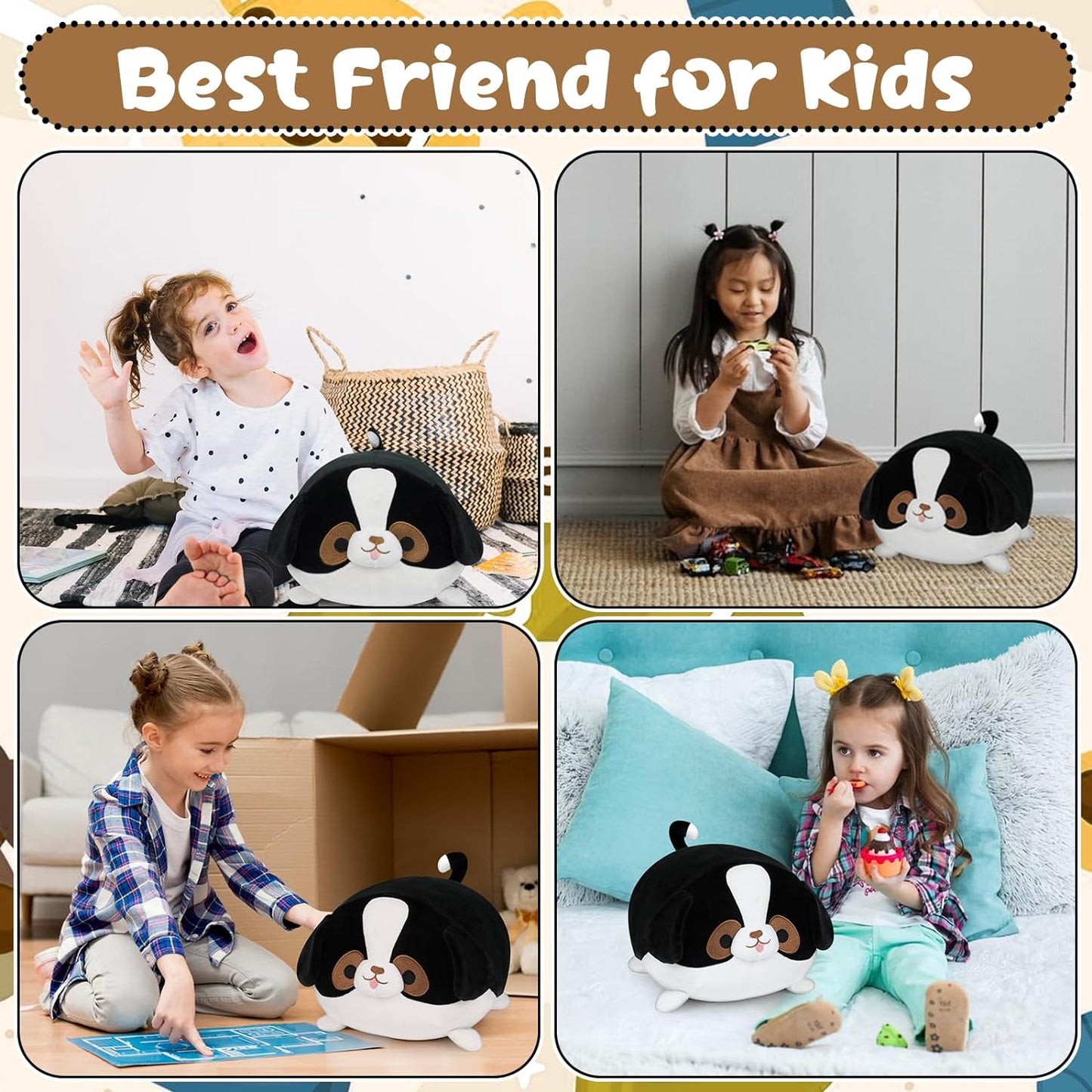 Almohada de peluche para perro, almohada de peluche suave de 13 pulgadas, juguetes de peluche de dibujos animados, almohada de felpa para perro kawaii, cumpleaños para niños y novias