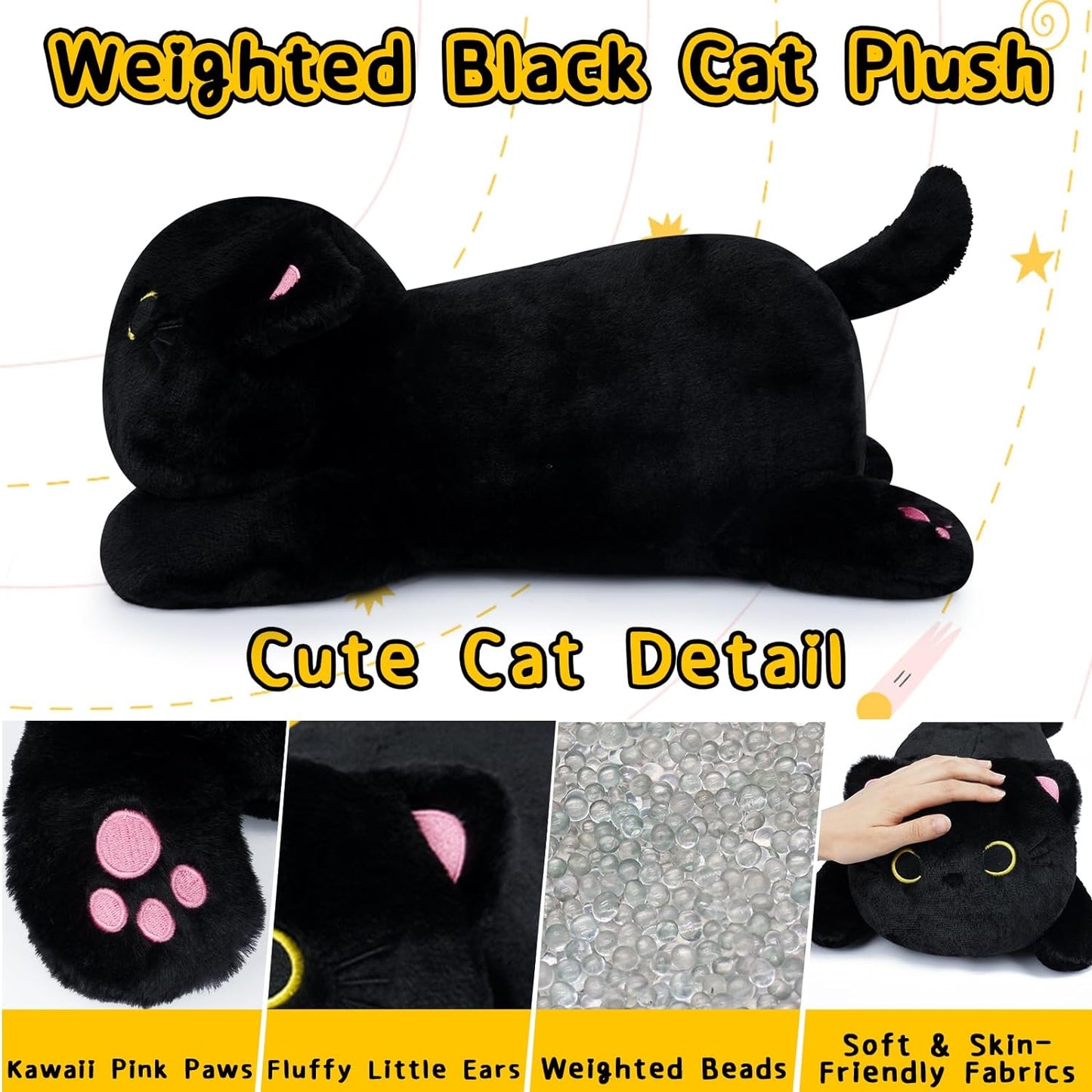 Peluche con peso para gatos con peso, almohada de felpa Kawaii con peso para gatos, juguetes de peluche con peso suave