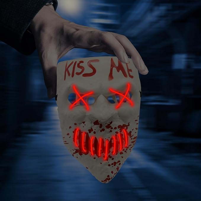 Desdfcer Halloween Mask with LED Eyes,Scary Mask for Halloween,Led Mask Light Up Killer Mask Creepy Horror Mask for Halloween Party,Gift for Halloween