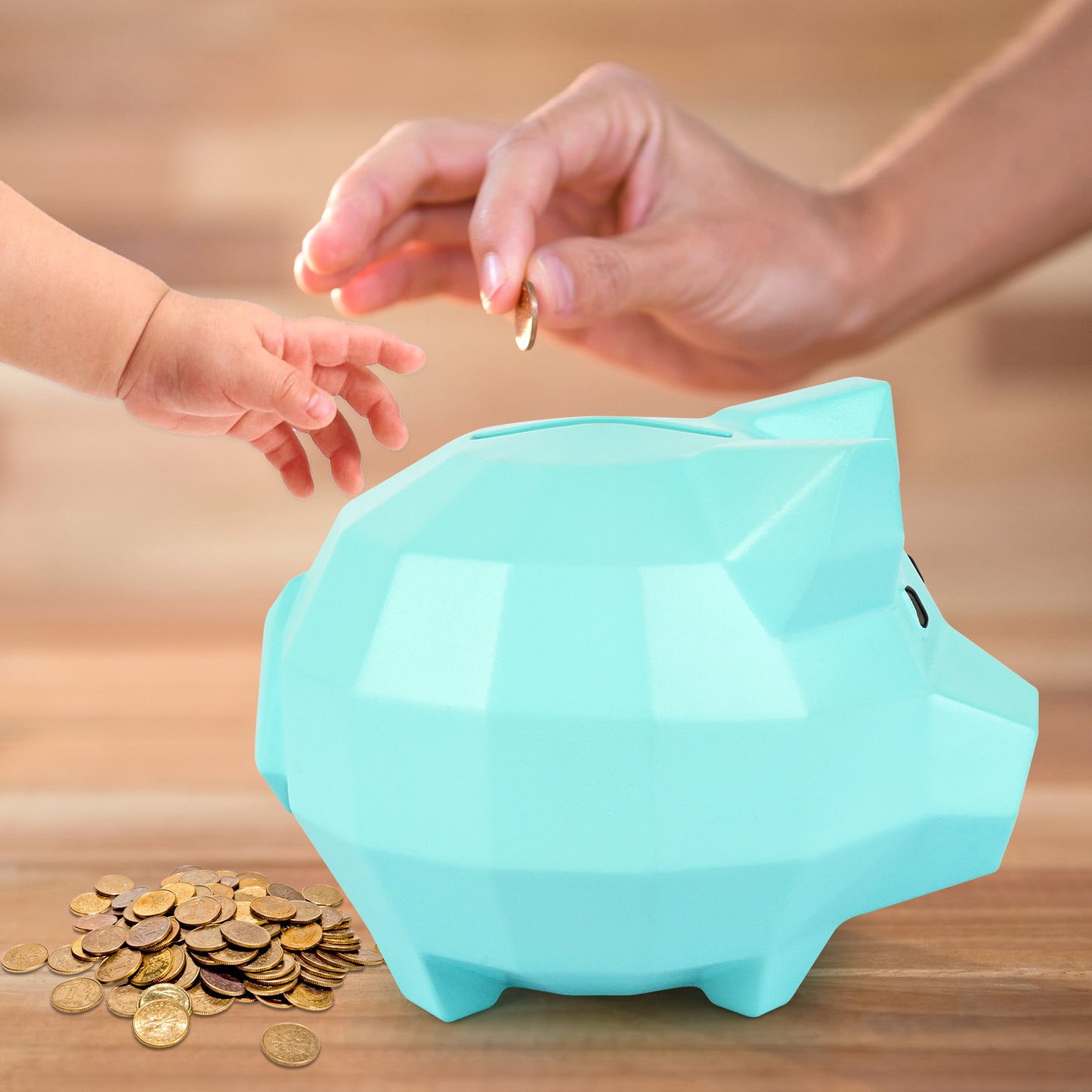 Piggy Bank for Kids, Unbreakable Plastic Piggy Bank Boys Cute Coin Bank Practical Gifts for Birthday Christmas Easter Home Decoration, Piggy Bank for Boys, Girls (Blue)