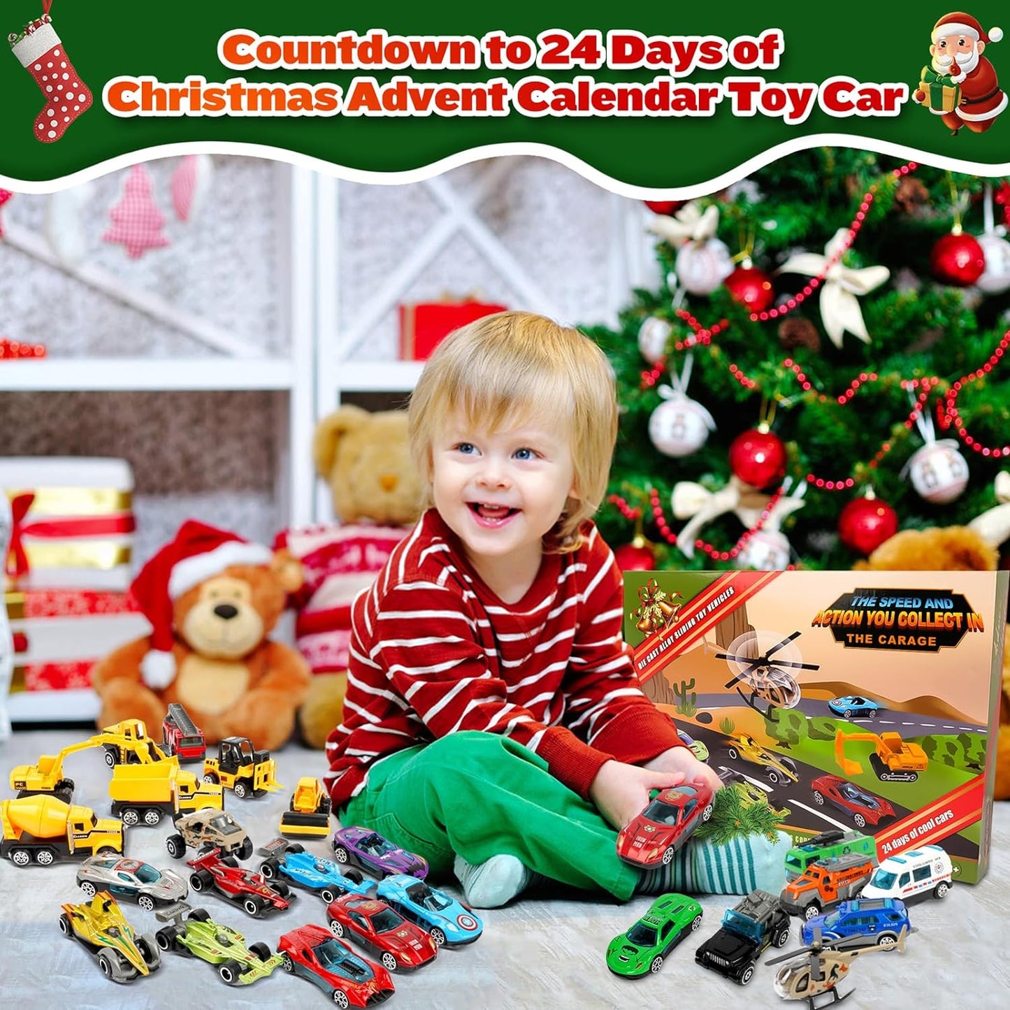 Advent Calendar 2023, Christmas Advent Calendar for Kids, 24pcs Alloy Cars for Christmas Countdown, Kids Advent Calendar Toys Gift