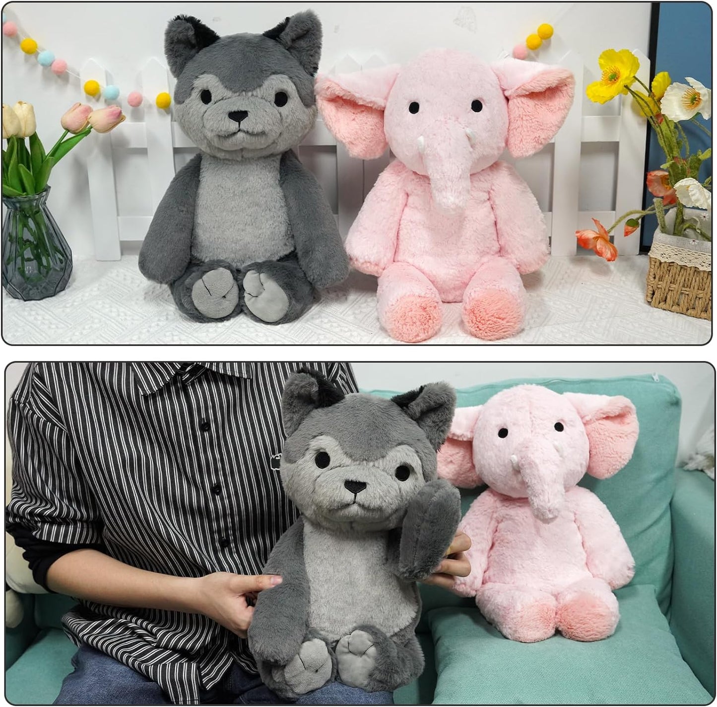 Wolf Weighted Stuffed Animals，17inch Wolf Stuffed Animal Plush Cute Wolf Weighted Plush for Kids, Soft Wolf Plush Toy for Kids, Boys, Girls Birthday