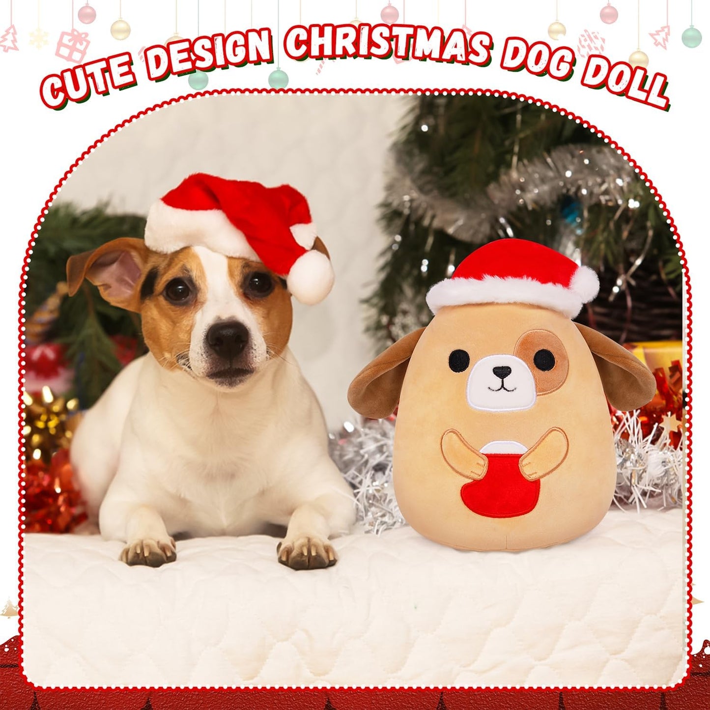 Dog Plush Pillow Dog Stuffed Animal Toy, Cute Christmas Plush Puppy Stuffed Animals Pillow, Soft Stuffed Doll Puppy Plushie for Kids Girls Boys Chirstmas Gift (Dog)