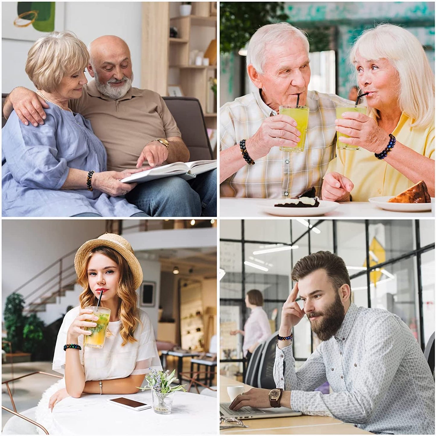 Green Tiger Eye Bracelet - Protection Bracelet Crystal Bead Bracelet for Men Women, 8mm Blue Tiger Eye Beads Bracelet Healing Bracelets Good Luck Prosperity Happiness
