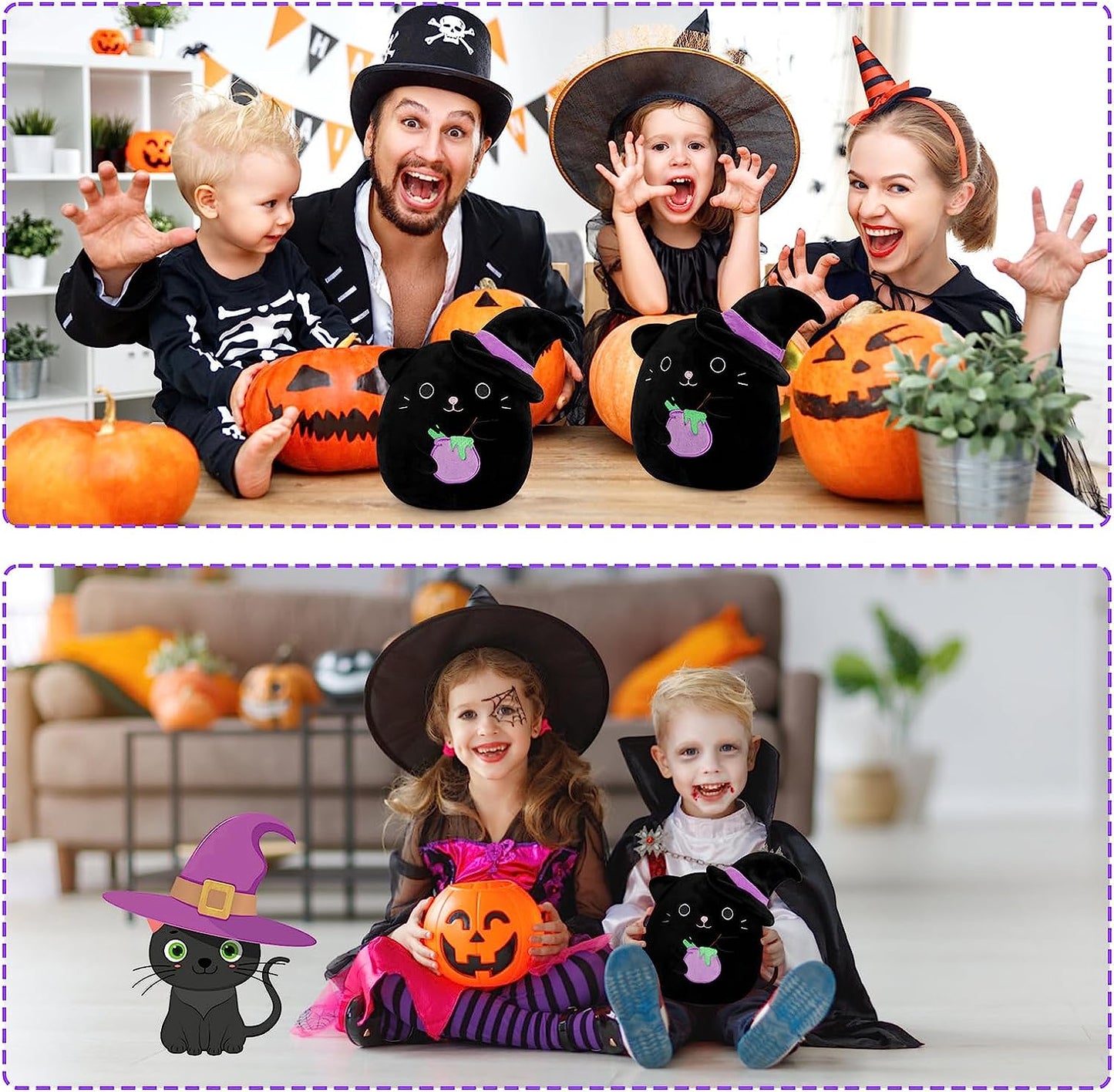 Almohada de peluche para gatos de peluche de animales negros y gatos