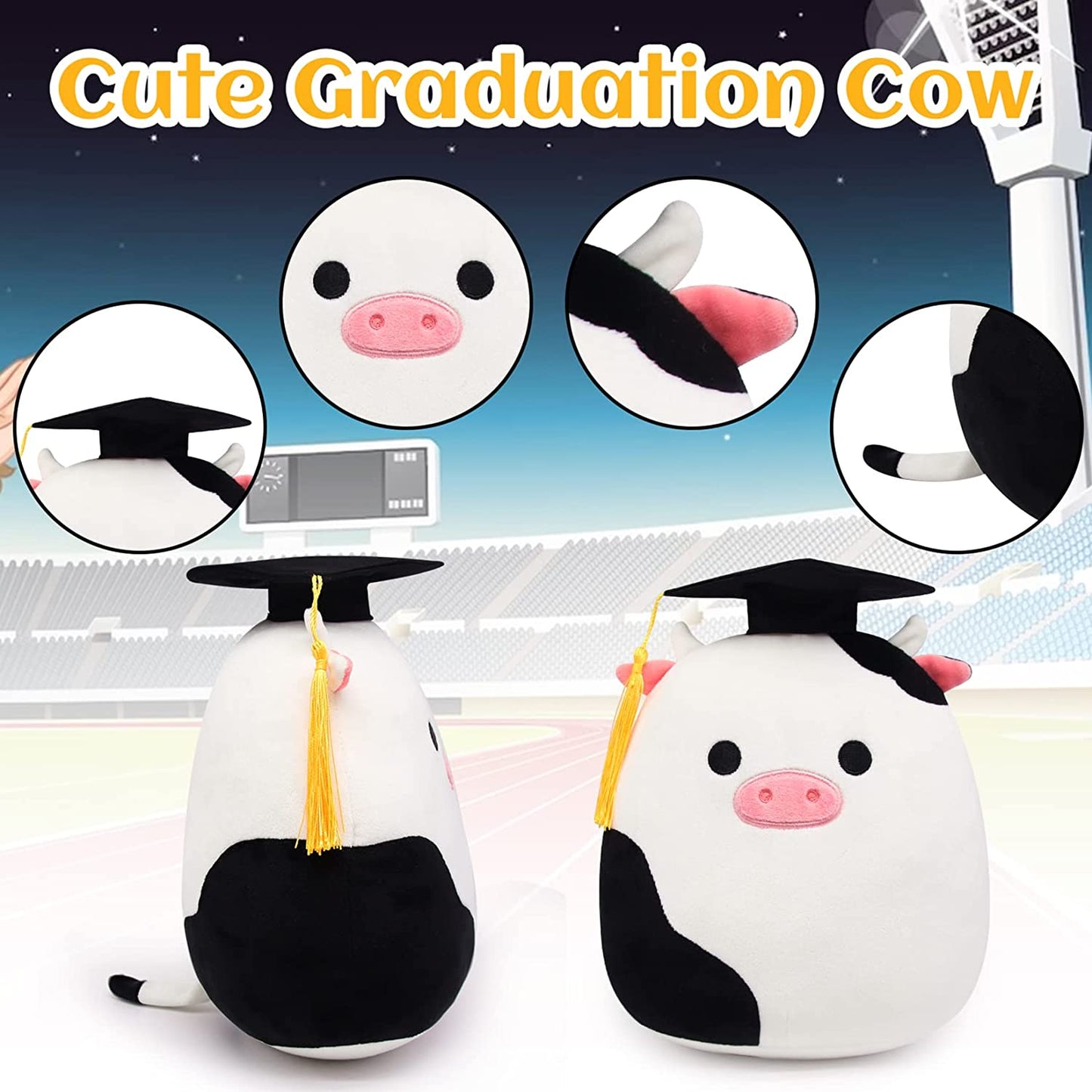 Graduation Cow Stuffed Animal, Class of 2023 Graduation Cow Plush, Kawaii Graduation Cow for High School Graduation Gift for Kids Boys Girls, Graduation Cow Plush Stuffed Animal Souvenir