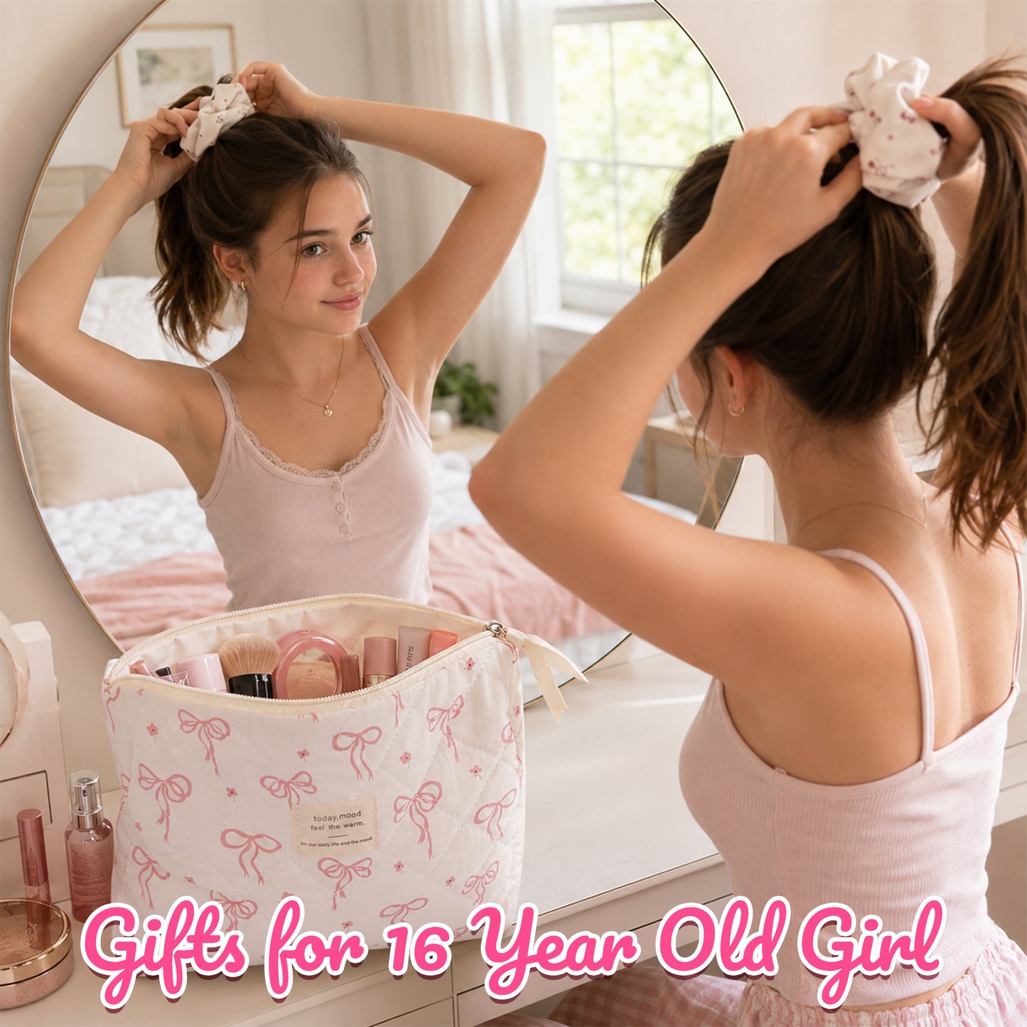 Sweet 16 Gifts for Girls, 16 Year Old Girl Gifts, 7PCS Sweet 16 Gifts with Black Cat Plush, Tumbler, Keychain, Makeup Bag, 16th Birthday Gifts for Girls, 16th Birthday Decorations