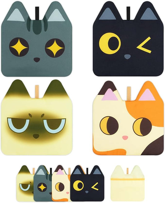 4PCS Pot Holders,Cat Pot Holders for Kitchen,Cute Hot Pads with Pocket and Hanging Loops,Heat Resistant Hot Pad Oven Mitts for Kitchen Cooking and Baking (Cool cat)