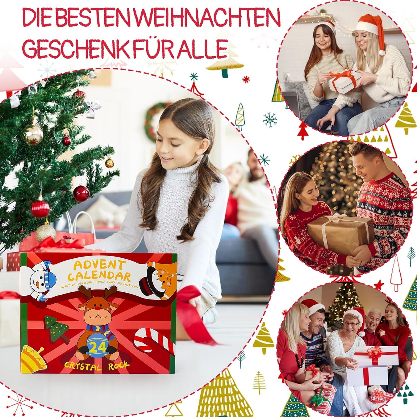 Adventskalender 2023 Kristalle, Kinder Adventskalender Edelsteine 2023, 24 Tage Weihnachten Adventskalender Countdown Überraschungen, Geschenkidee für Frauen und Kinder