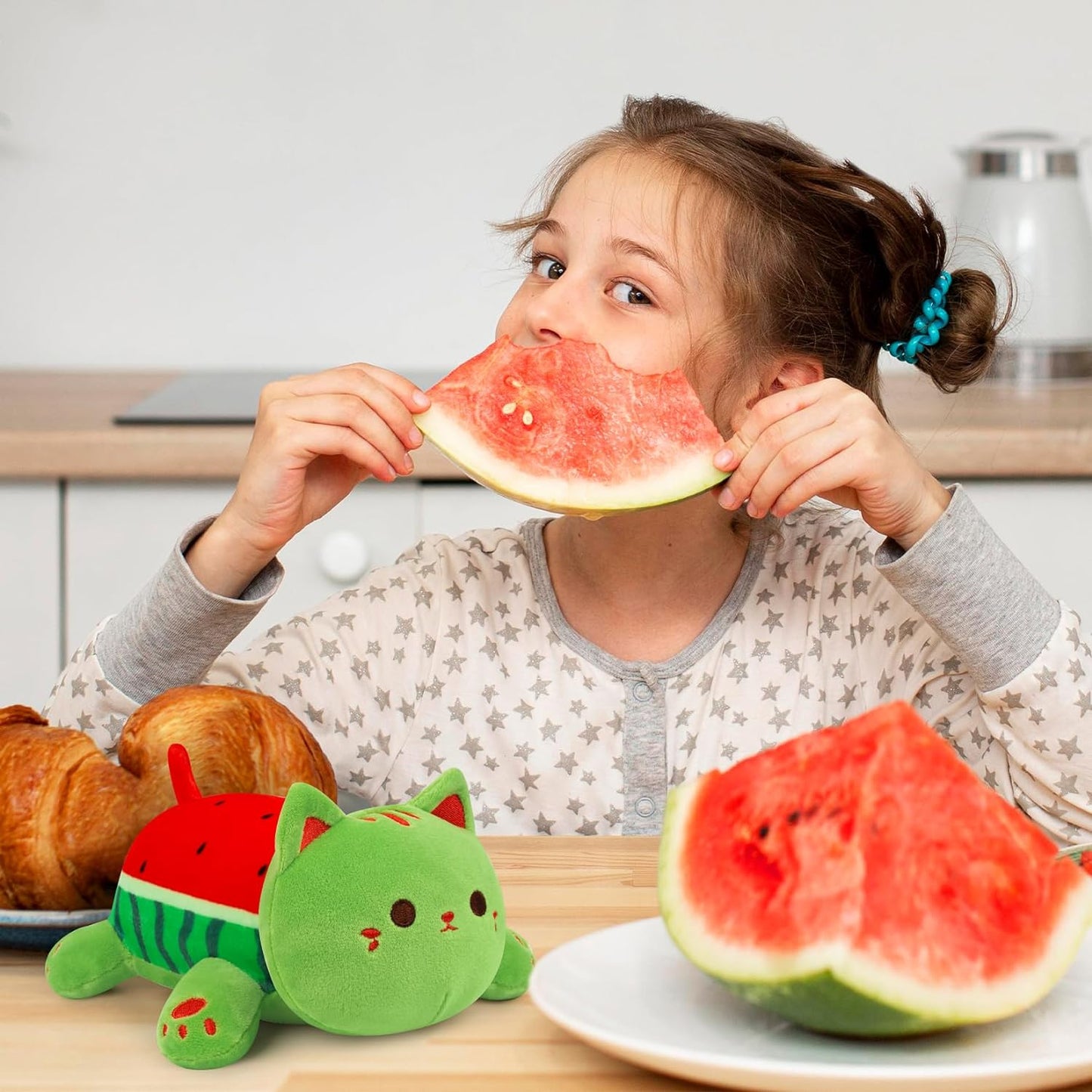 Cat Stuffed Animals,8in Watermelon Cat Plush,Cute Cat Plushies Doll Toy,Watermelon Stuffed Cat Plush,Stuffed Cat Gift for Christmas,Birthday,Halloween