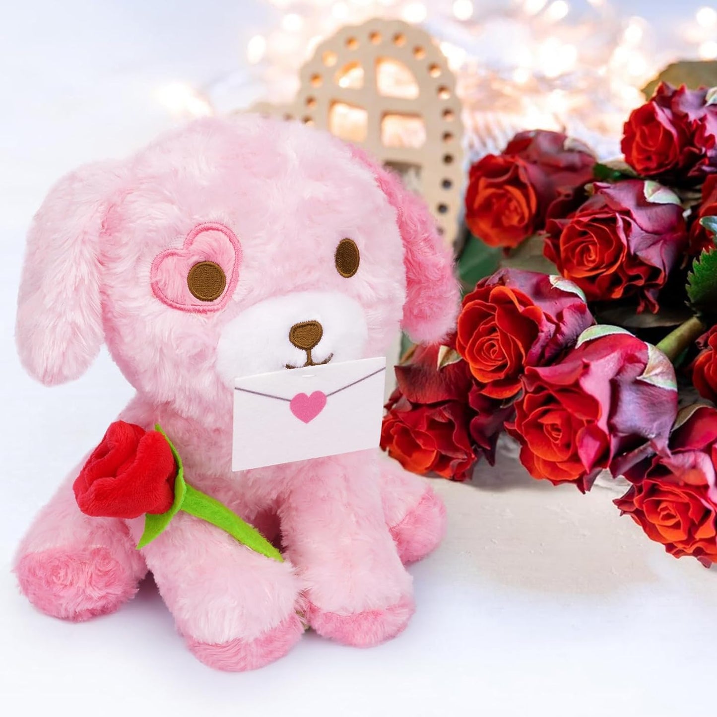 Cute Dog Plush Pillow Valentine's Day Plush Toys, Valentine Dog Stuffed Animal Doll, Valentine's Day Gift for Girlfriends (Love Dog)