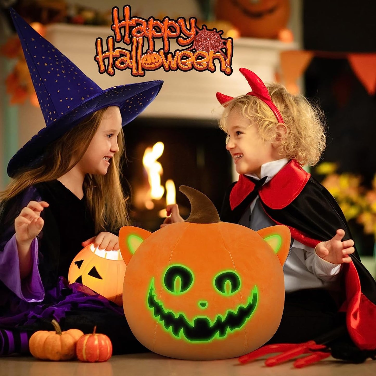 Almohada de felpa de calabaza de animales de peluche de Halloween de 15 pulgadas, juguete de peluche de calabaza Kawaii, felpa de calabaza suave, regalo para niños, cumpleaños, decoración de Halloween