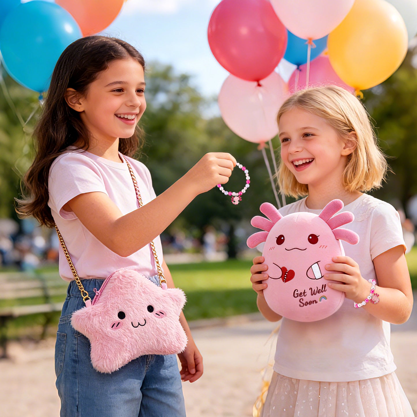 Get Well Soon Gifts for Kids, Get Well Soon Basket with 8inch Get Well Axolotl Plush Toy for Kids, Feel Better Gifts Axolotl Gift Set for Kids Girls Boys After Surgery