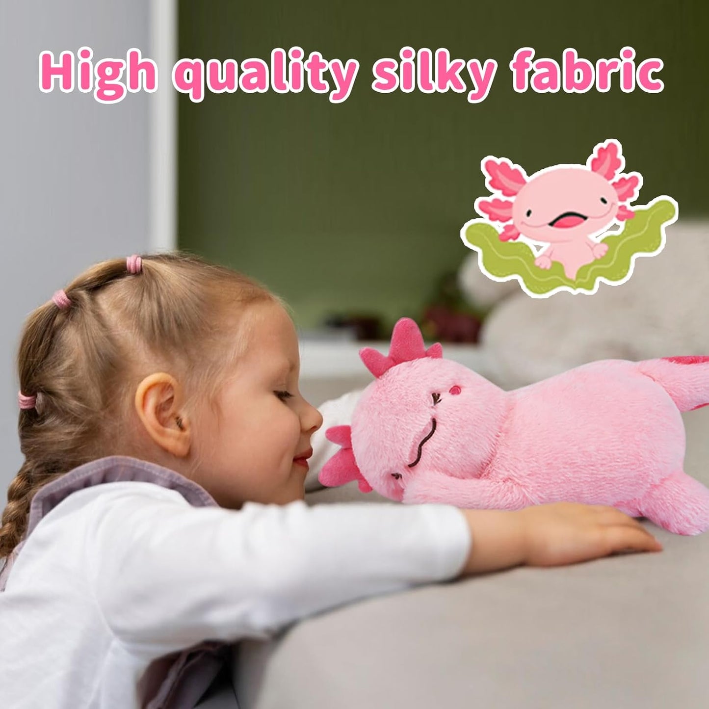 Axolotl Plush Toy, Cute Pink Axolotl Stuffed Animal Plush Pillow, 14inch Kawaii Axolotl Plushie Doll Stuffed Axolotl Plush Axolotl Pillow for Kids Boys Girls Birthday Home Decoration