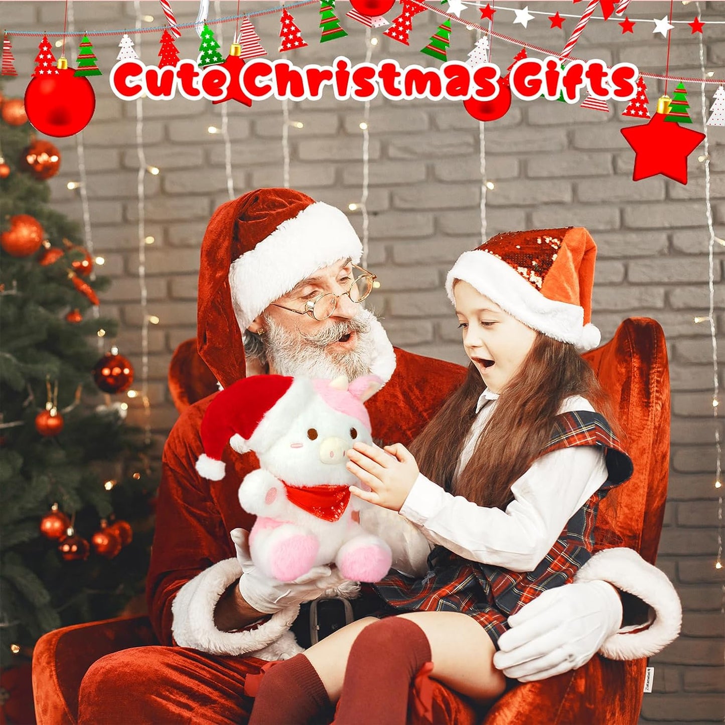 Cow Plush Christmas Cow Stuffed Animal Toy, Soft Cow Plushie Pillow, Cute Pink Cow Stuffed Doll Toy for Kids Boys Girls Kawaii Christmas Decoration (Cow)