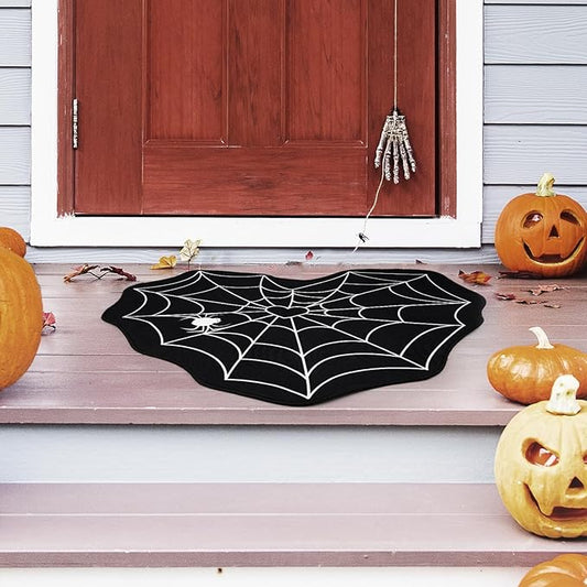 Doormats with Spider Web, Black Door Mat Gothic Outdoor Rug, 25×29 Inch Scary Fun Decorations for Front Door, Living Room, Bed Room, Gothic Decor