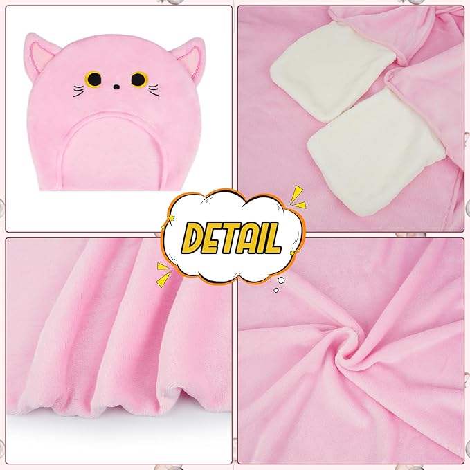 Wearable Hooded Blanket for Women, Soft Snuggle Wrap Cape Throw Warm Idea Gift for Birthday Christmas