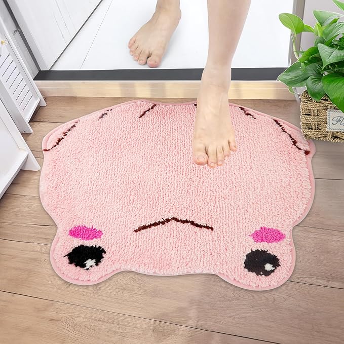 Bathroom Rugs - Extra Soft Absorbent Bath Rugs,Absorbent Non Slip Frog Bath Rugs,Machine Wash Bathroom Mat for Bathroom,Shower,Tub and Room (Pink, 20 * 22 inch)