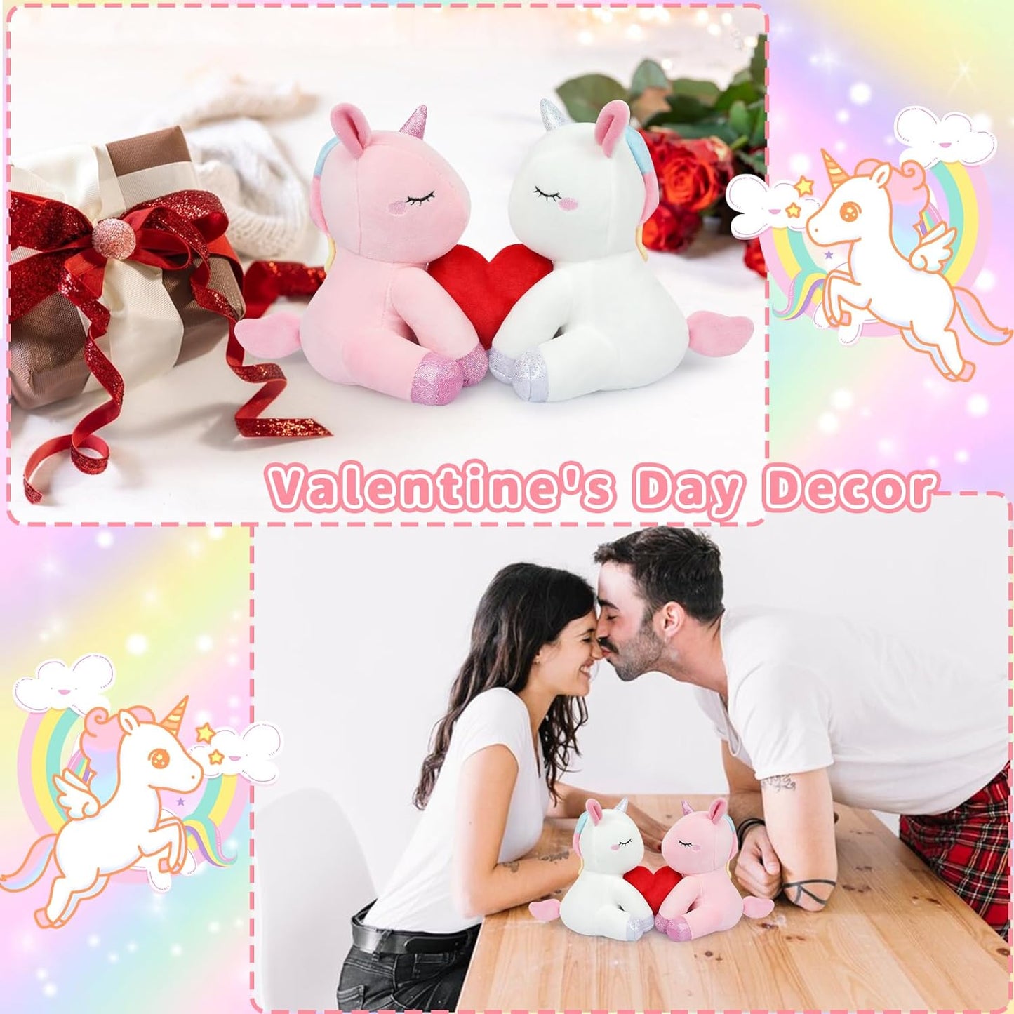 Juguete de peluche para el día de San Valentín, muñeca de peluche de gato lindo para el día de San Valentín Kawaii (blanco)