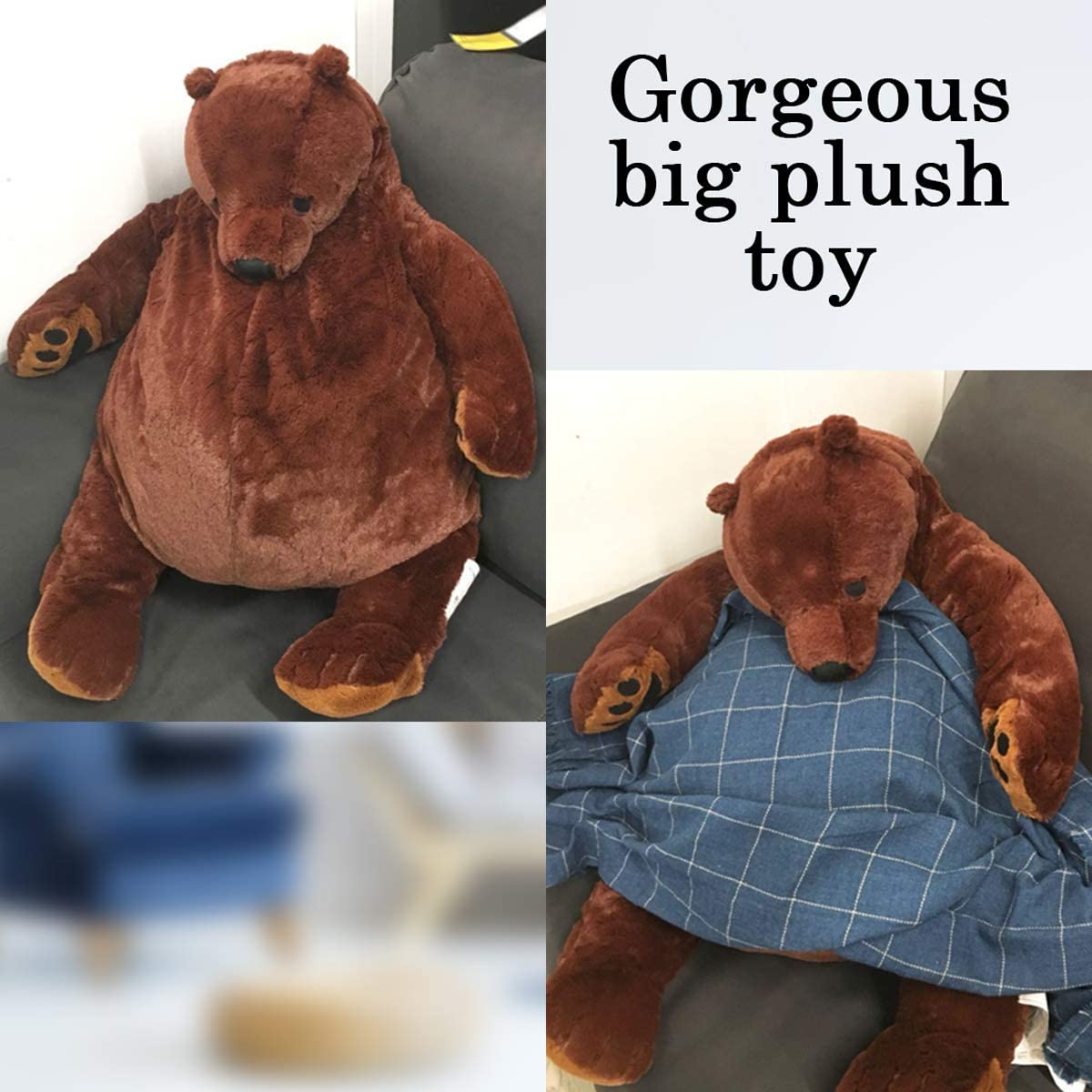 Giant Teddy Bear Dark Brown Plush Toy Big Teddy Bear Stuffed Animal Doll Valentine's Home Decor Birthday Gift for Girl,Boy,Girlfriend (23.62IN)