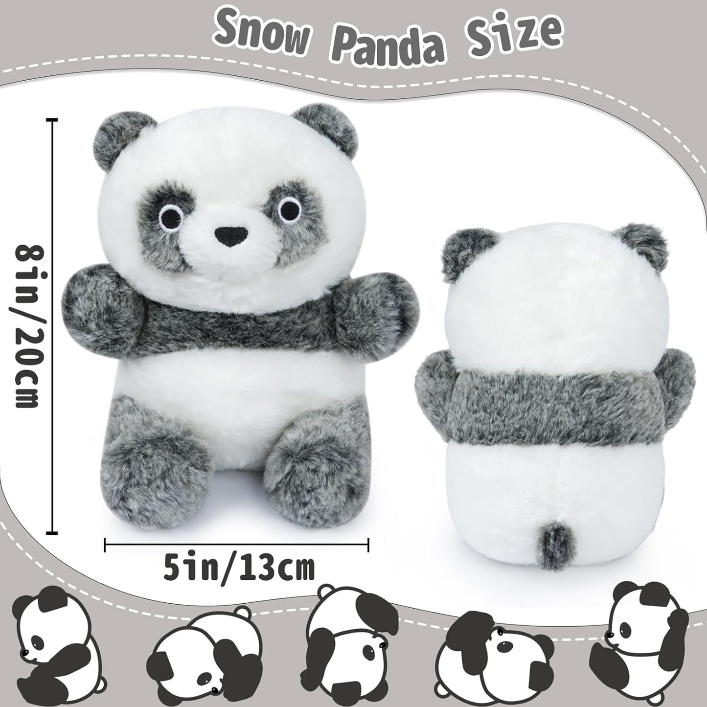 Panda Stuffed Animal - 8inch Cute Panda Plush Toy Stuffed Panda Bear Plush - Soft Panda Plushie for Kids Boys and Girls Christmas, Halloween, Birthday