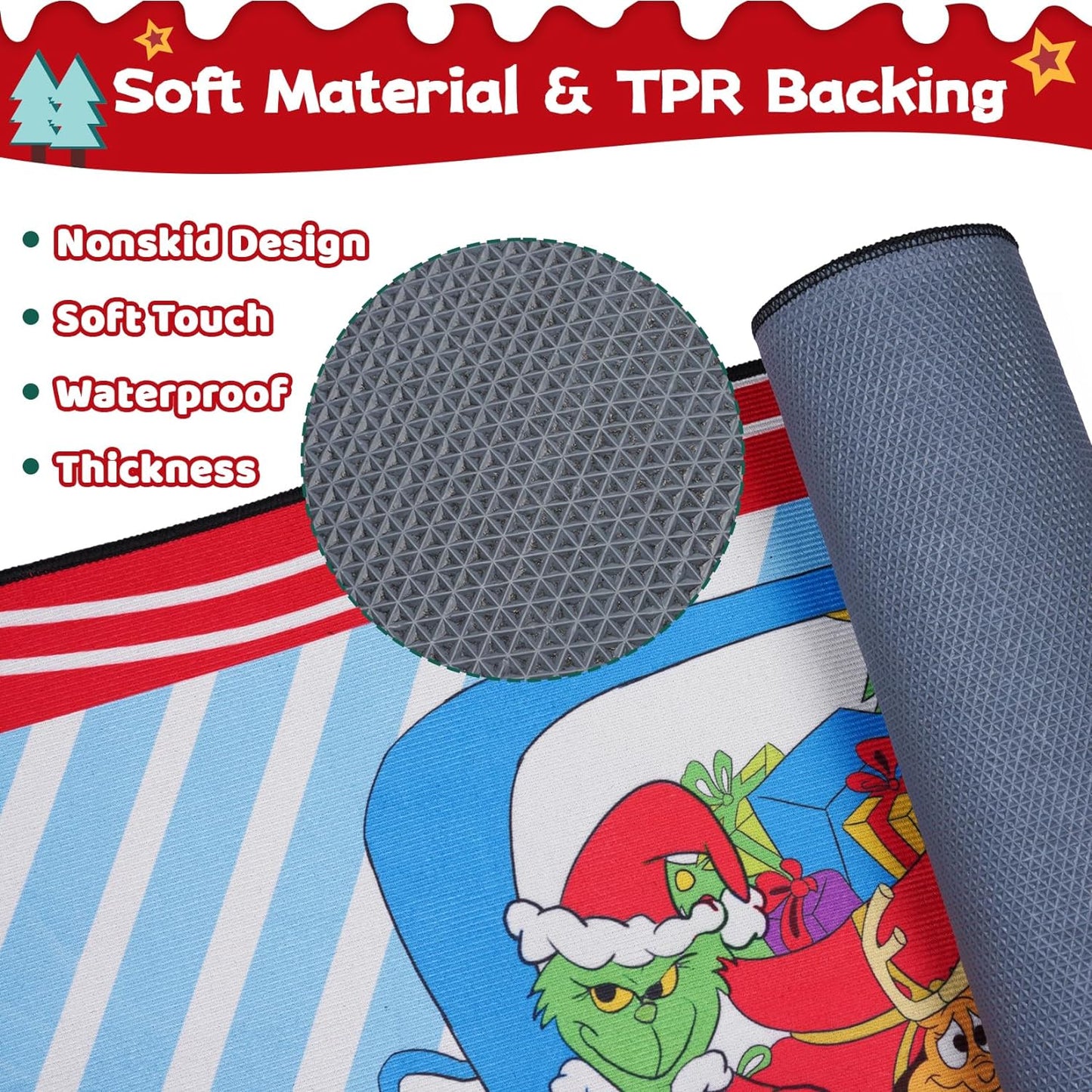 Desdfcer 2PCS Kitchen Mats Set, Christmas Kitchen Floor Mat, Non-slip Kitchen Doormats,Welcome Mat for Indoor Outdoor, Anti-fatigue Kitchen Mats Rugs