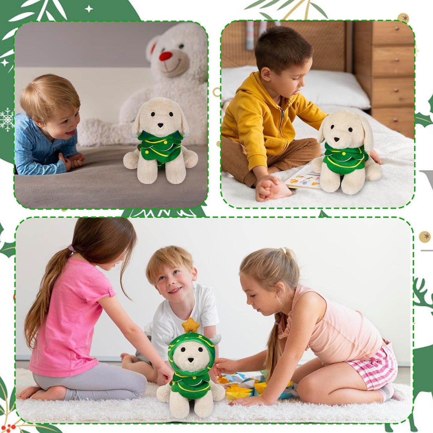 Dog Plush Toy, 10inch Dog Stuffed Animal with Christmas Costumes, Christmas Stuffed Animals Puppy Plush Toy,Christmas Plush Gift for Kids,Birthday Gift Christmas Decoration