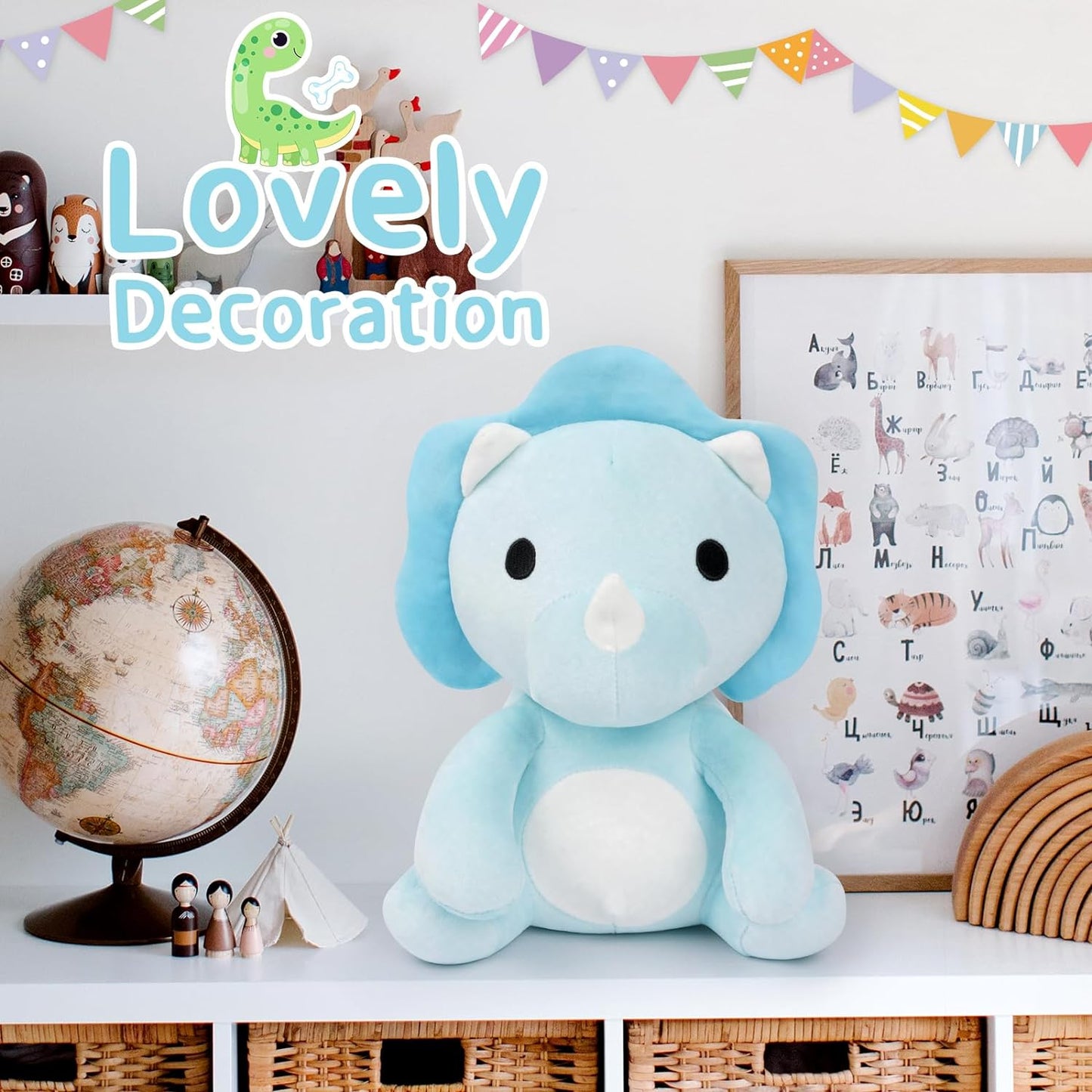 Blue Dinosaur Stuffed Animal, 11inch Triceratops Stuffed Animal Cute Dinosaur Plush, Soft Dino Plush Toy Dinosaur Stuffed Animals for Boys,Girls