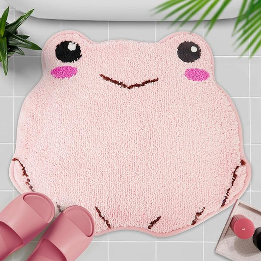 Bathroom Rugs - Extra Soft Absorbent Bath Rugs,Absorbent Non Slip Frog Bath Rugs,Machine Wash Bathroom Mat for Bathroom,Shower,Tub and Room (Pink, 20 * 22 inch)
