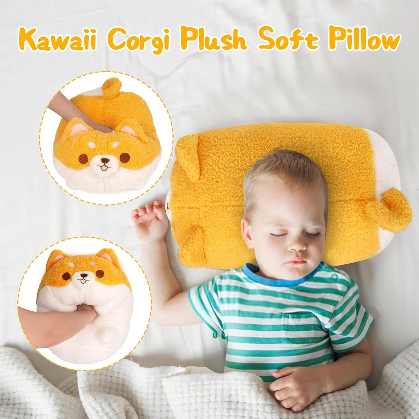 Corgi Dog Plush Pillow, Shiba Dog Stuffed Animal Soft Corgi Pillow Toy, Corgi Dog Plushie, Stuffed Animal Shiba Inu Plush Doll Cute Dog Hugging Pillow Gifts for Kids Boys Girls Birthday