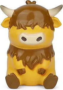 Highland Cow Piggy Bank, Unbreakable Cow Coin Money Bank with Gift Box, Cute Plastic Piggy Bank for Kids Adults Great Gifts for Birthday, Christmas, Home Decor