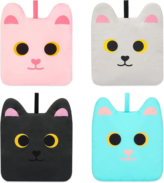 4 Pack Pot Holders for Kitchen,Cute Hot Pads for Kitchen,Cat Design Heat Resistant Potholder,Oven Pot Holders with Hook,Potholders Sets for Cooking,Baking(4-Colors Cat)