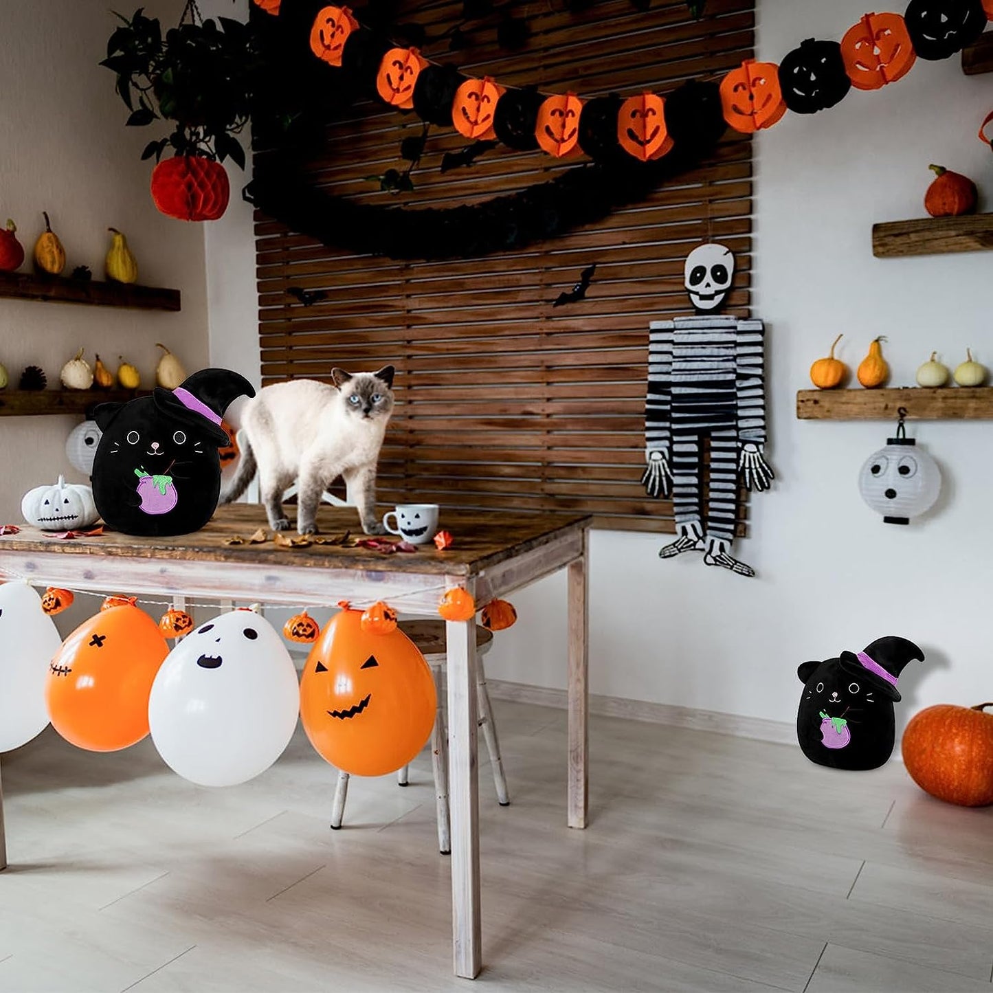 Almohada de peluche para gatos de peluche de animales negros y gatos