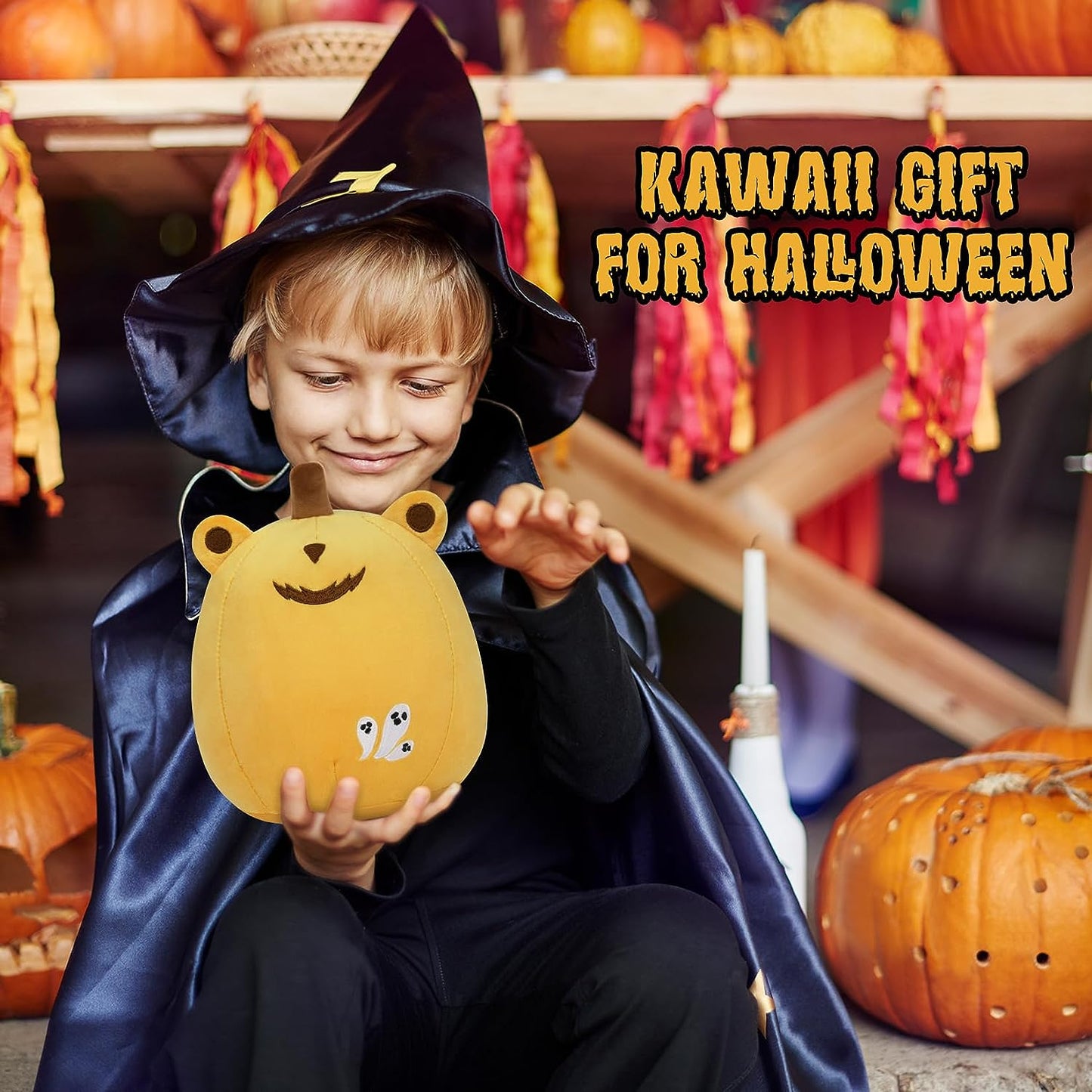 Peluches de peluche de Halloween de 8 pulgadas, lindos peluches de calabaza, rana de calabaza kawaii, juguetes de felpa para decoración de Halloween, juguetes de felpa suaves de Halloween para niños, cumpleaños, Navidad