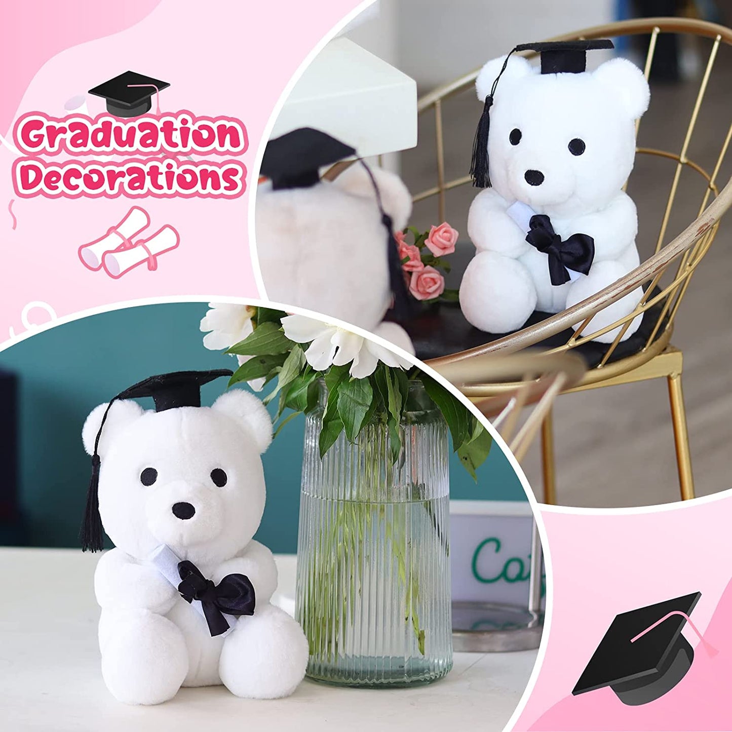 Teddy Bear Stuffed Animal Toy, Cute Teddy Bear Plush, Kawaii Stuffed Animals Bear Gifts for Kids Birthday Graduation Gifts