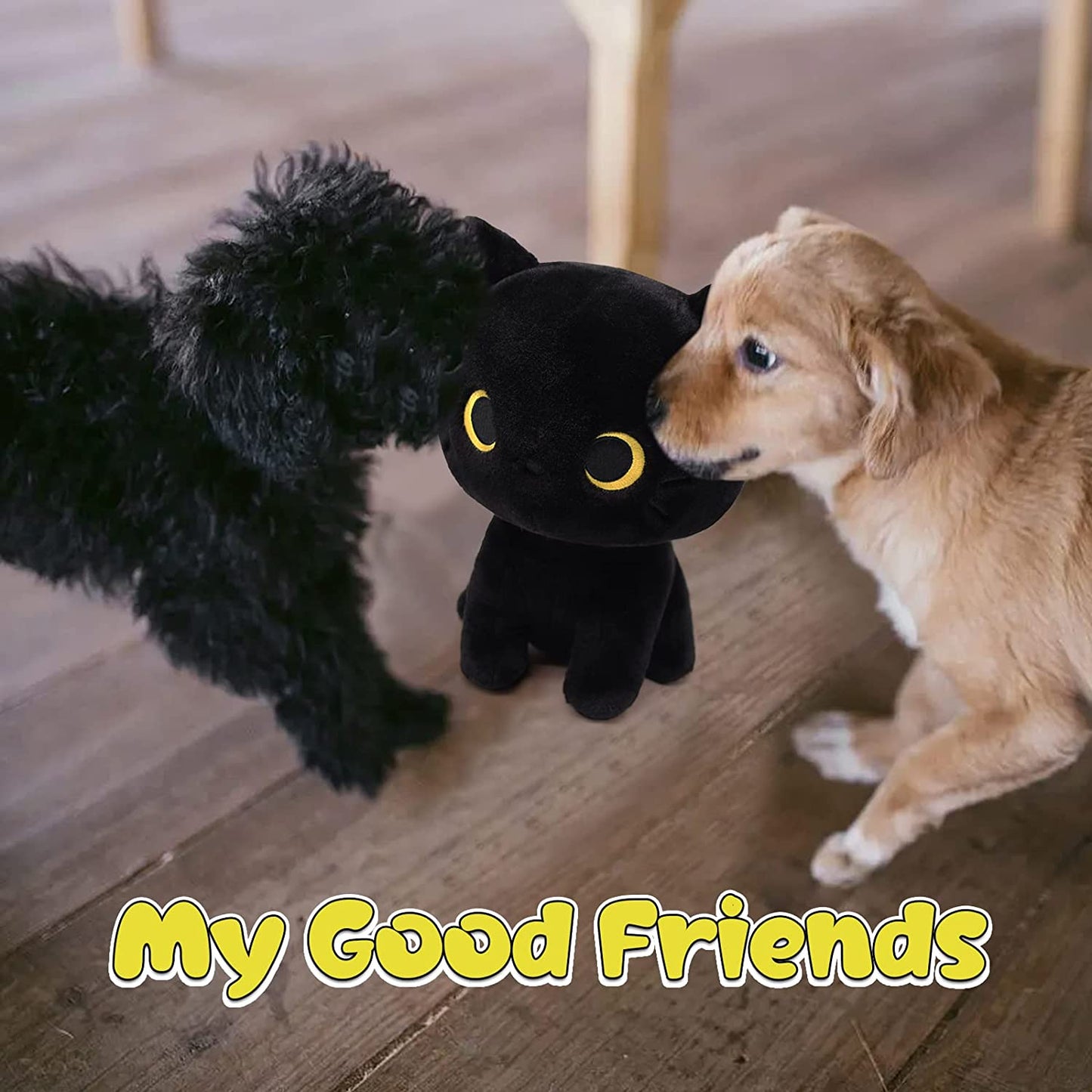 Black Cat Plush Toy - Black Cat Stuffed Animal - Soft Cat Stuffed Plush Doll - Kawaii Plush Cat Pillow Kawaii Stuffed Cat Plush Toy for Kids Girls Boys Birthday