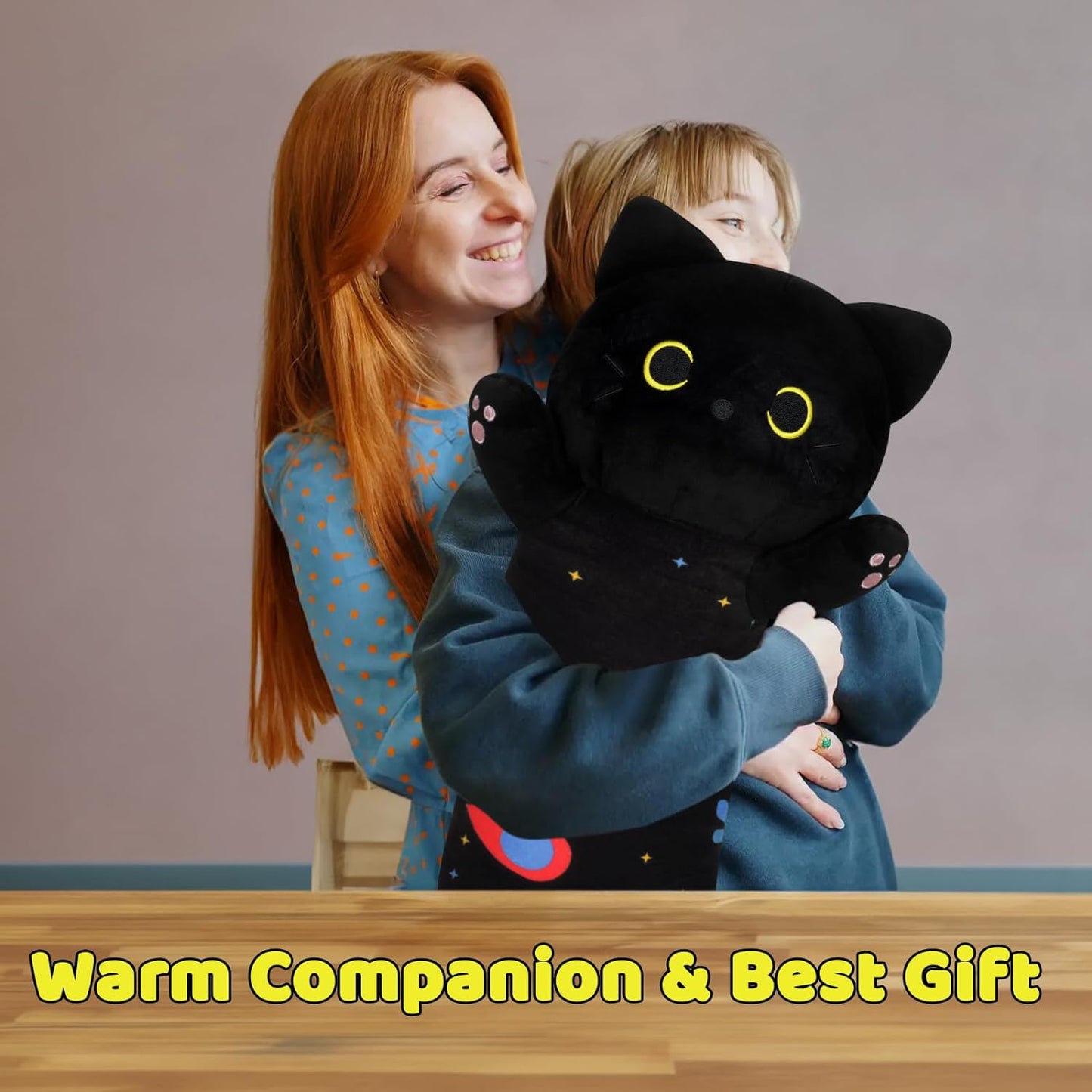 Long Cat Plush Long Cat Body Pillow, 43" Cute Long Cat Stuffed Animals，Soft Kawaii Long Cat Plushie, Black Cat Plush Long Space Cat Pillow Stuffed Cat Toys for Kids Birthday