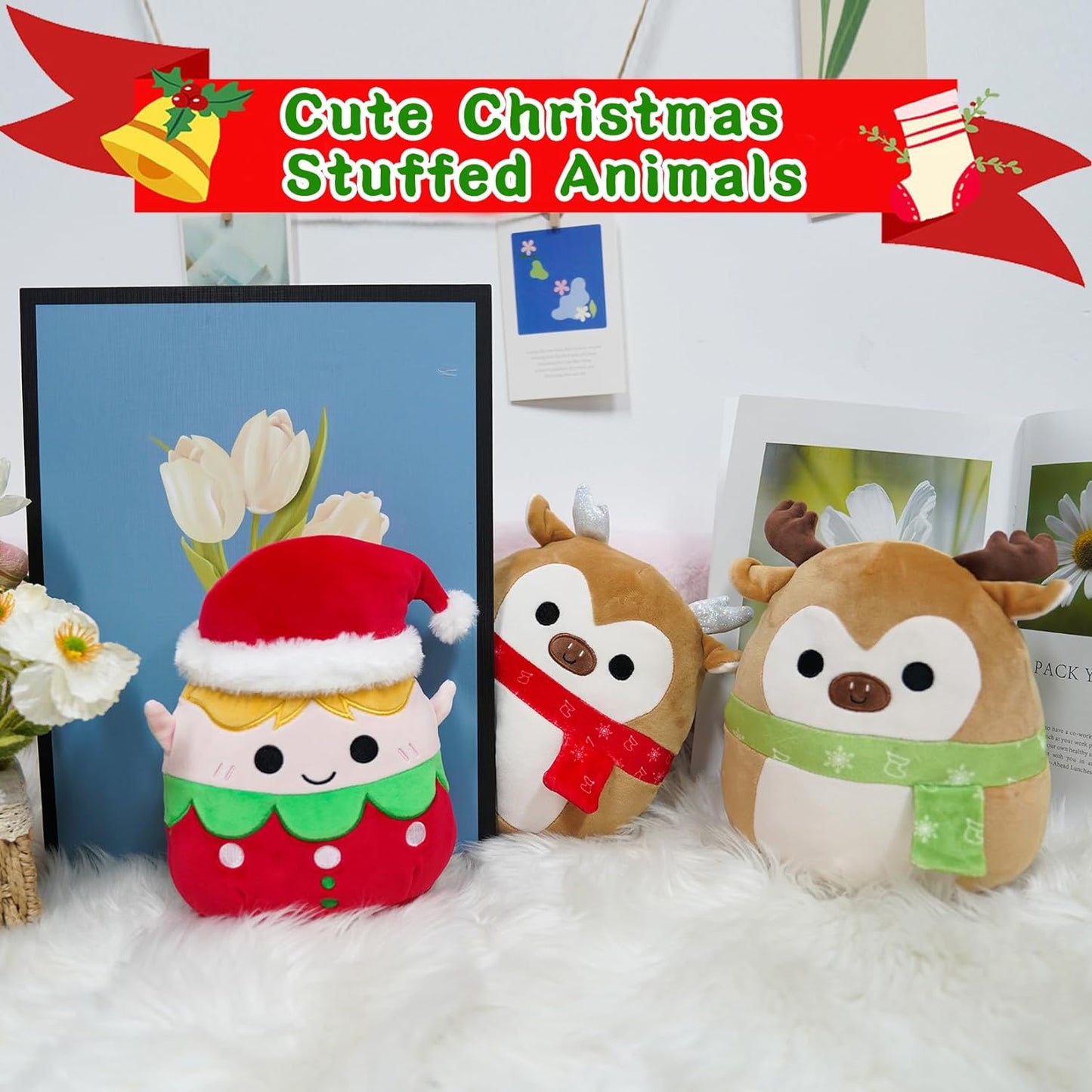 Stuffed Animal Elf Plush, Cute Christmas Plush Elf Toys Elf Stuffed Animal, Stuffed Elf Plushie Pillow for Kids Boys Girls Room Decoration