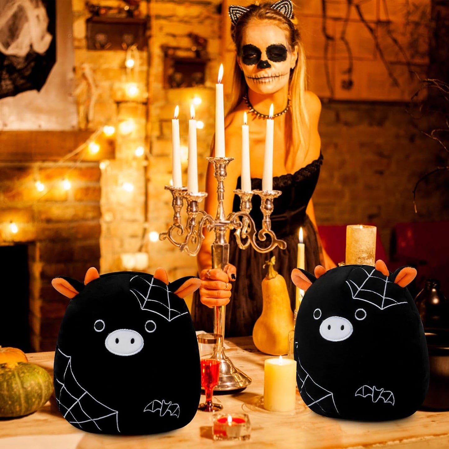 Cow Plush Pillow,8in Halloween Cow Stuffed Animal, Kawaii Cow Plush Doll, Halloween Cow Plush Doll Toys, Halloween Cow Plushies,Gift for Halloween Birthday Christmas