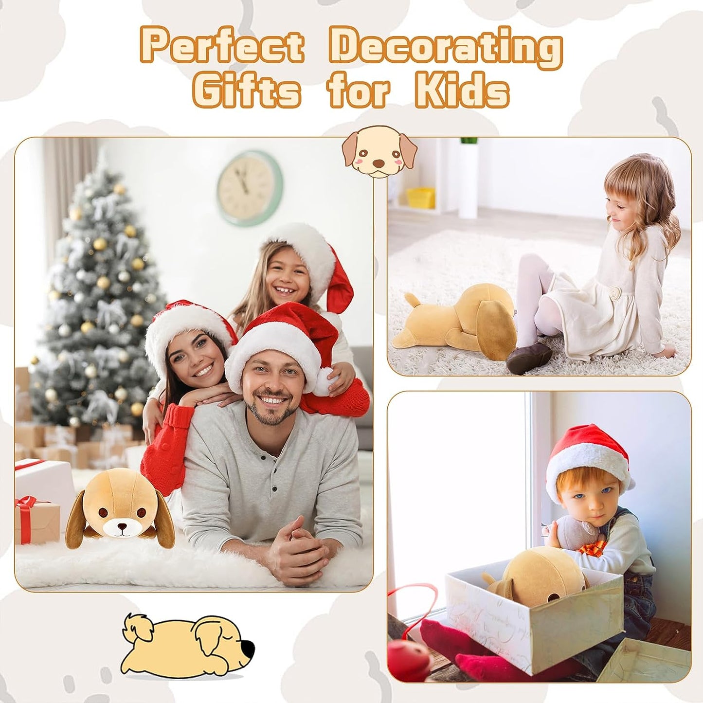 Almohada de peluche para perro de 11 pulgadas, juguete de peluche suave para niños, linda muñeca de peluche para perros, regalos de decoración de cumpleaños para niños y niñas