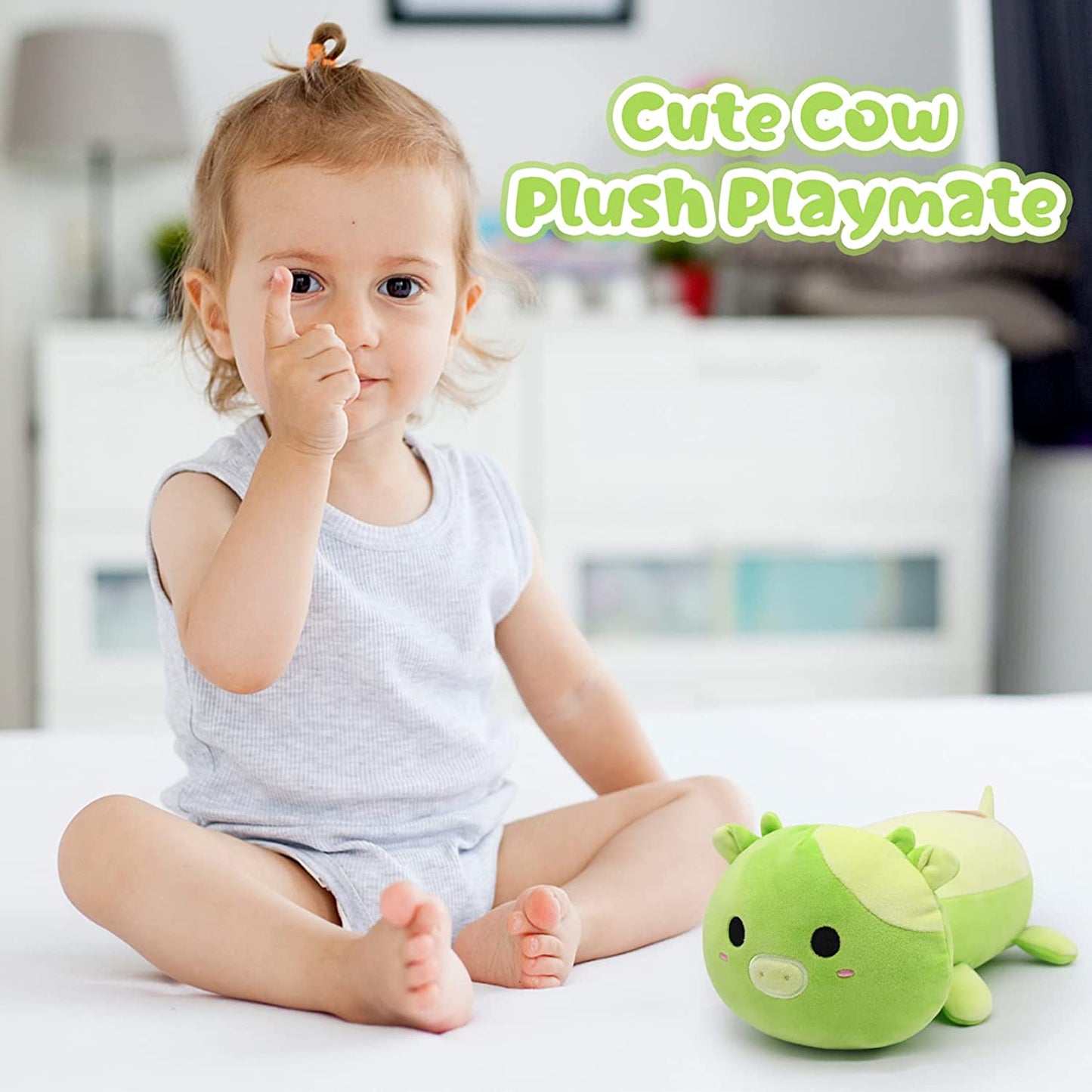 Cow Plush Pillow Toys, Cute Stuffed Animal Cow Plushies, Green Stuffed Pillow Plush Cow Doll, Kawaii Avocado Decoration, Soft Avocado Cow Plush Gifts for Kids Boys Girls