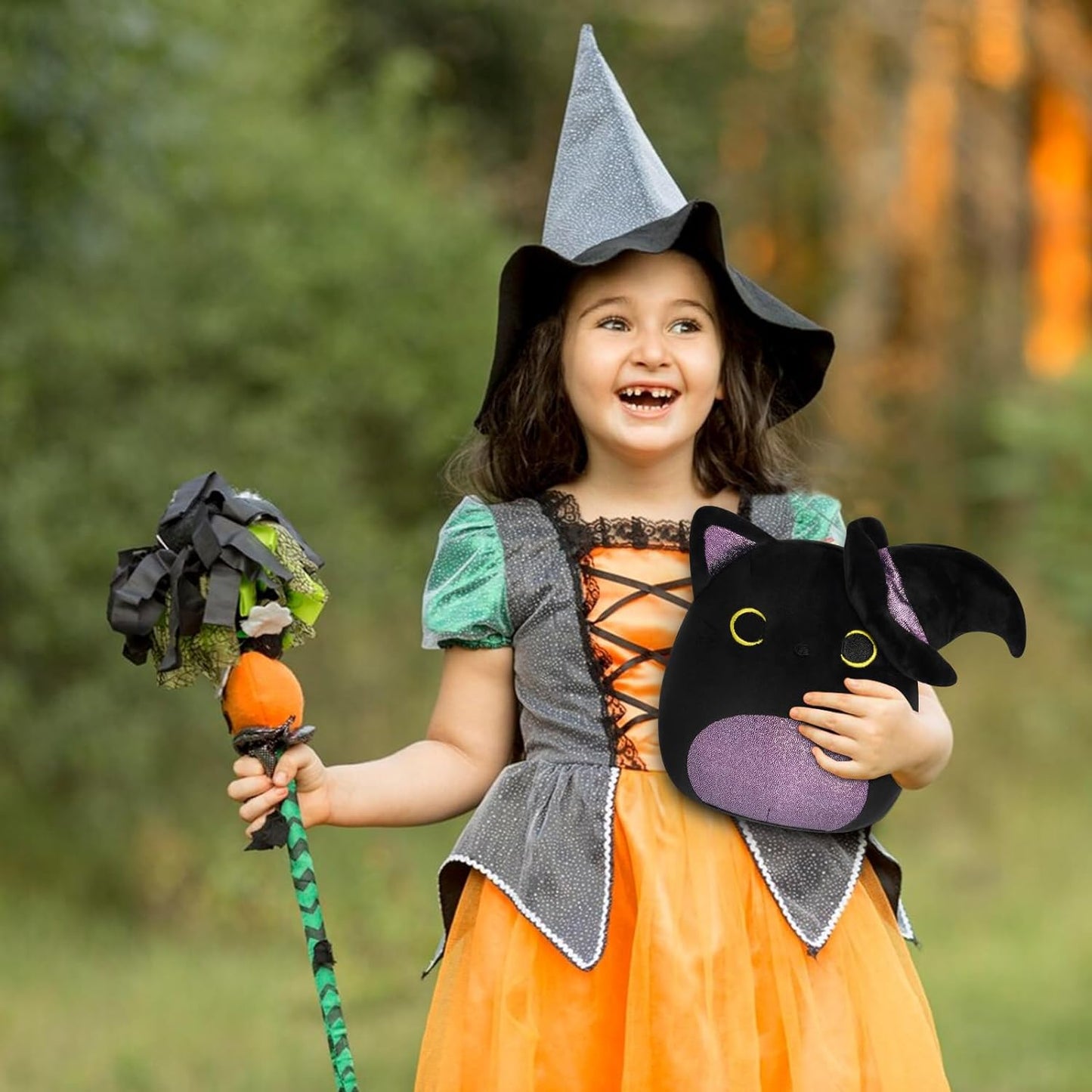 Black Cat Plush, 8IN Halloween Stuffed Animals Cat Doll, Kawaii Black Cat Plushie, Halloween Cat Plush Toy for Kids Boys Girls,Gift for Halloween