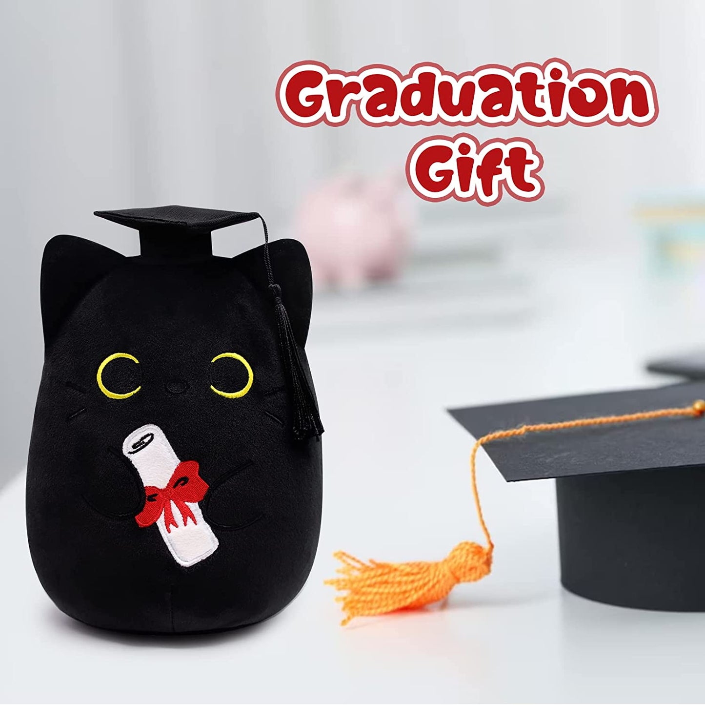 Peluche de vaca de graduación – 3D lindo juguete de almohada de animales de peluche – felpa de vaca kawaii – almohada de vaca de felpa para todas las edades – regalo para el día de San Valentín, día del niño decoración del hogar