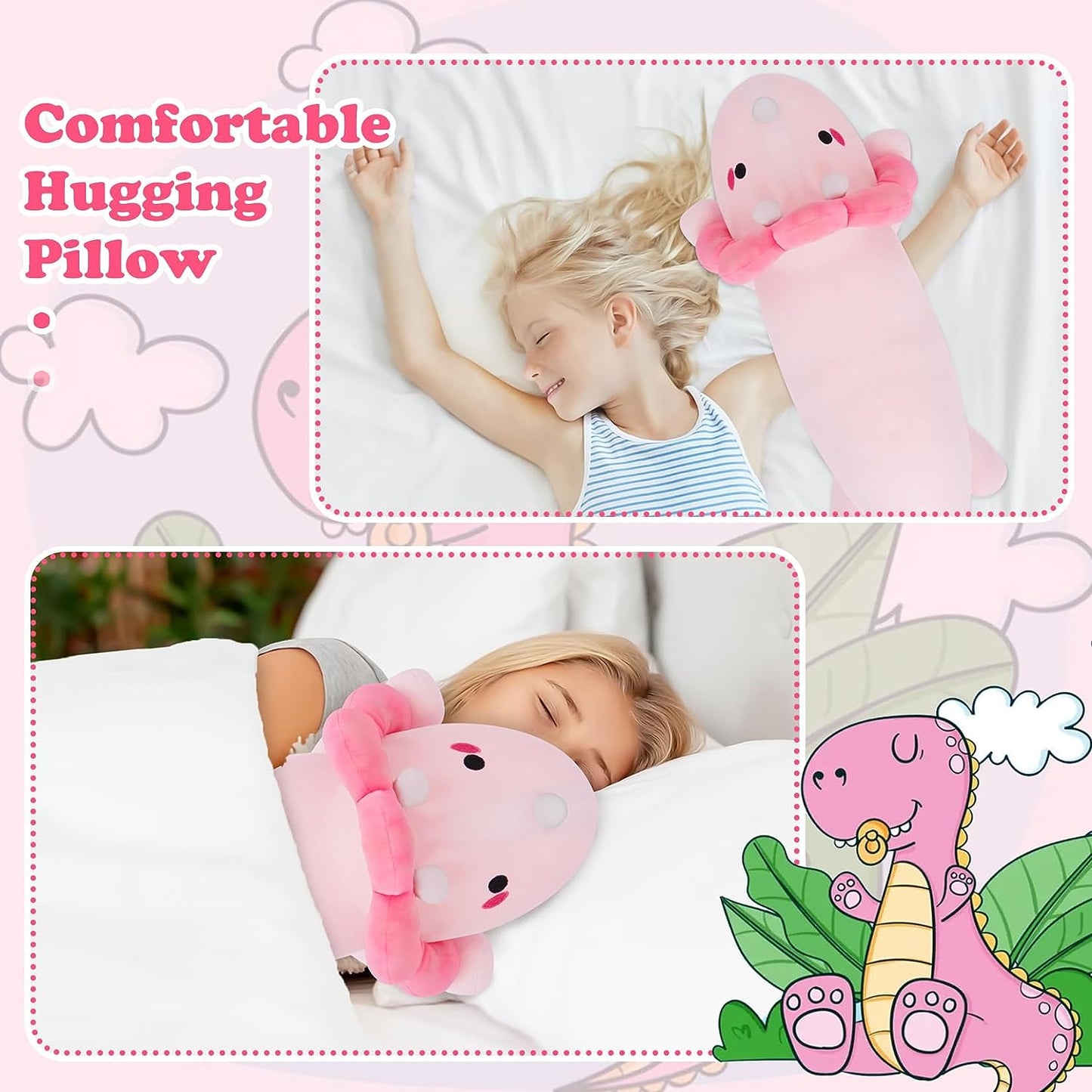Pink Dinosaurs Body Plush Pillow
