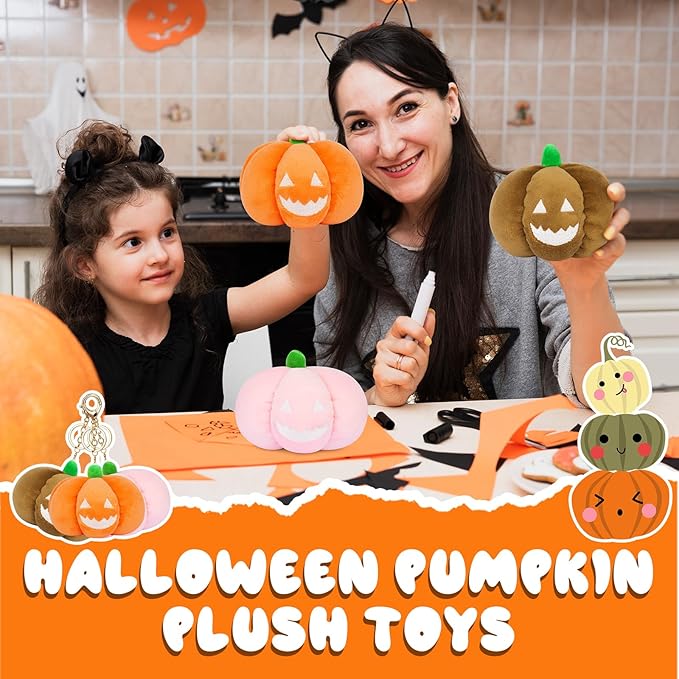 Halloween Pumpkin Stuffed Animal,Halloween Plush Bulk,Cute Halloween Pumpkins Plush Keychain, Soft Stuffed Pumpkin Plushies Toys Gifts for Halloween Party Favors Decoration