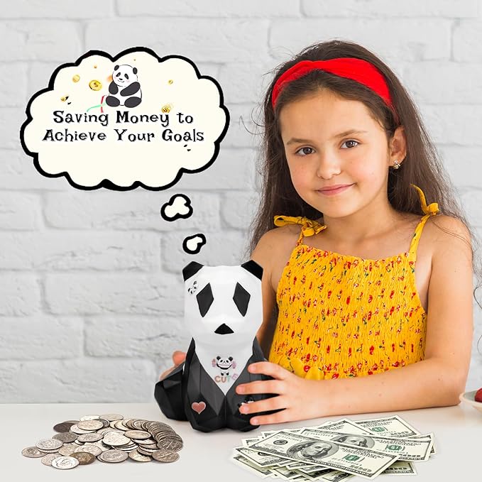 Cute Piggy Bank, Panda Piggy Bank for Kids and Adults, Creative Money Bank Samll Panda Coin Bank 3D Piggy Bank, Small Saving Box Gift for Boys Girls Kids