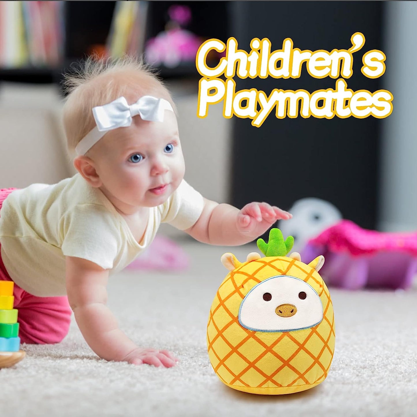 Cow Stuffed Animals Cow Plush Pillow, Cute Cow Pillow Yellow Cow Plushie, Fruit Pillow Cow Plush Toy Stuffed Animal Cow for Girls Boys Kids Christmas Birthday Gifts Home Car Party Decoration