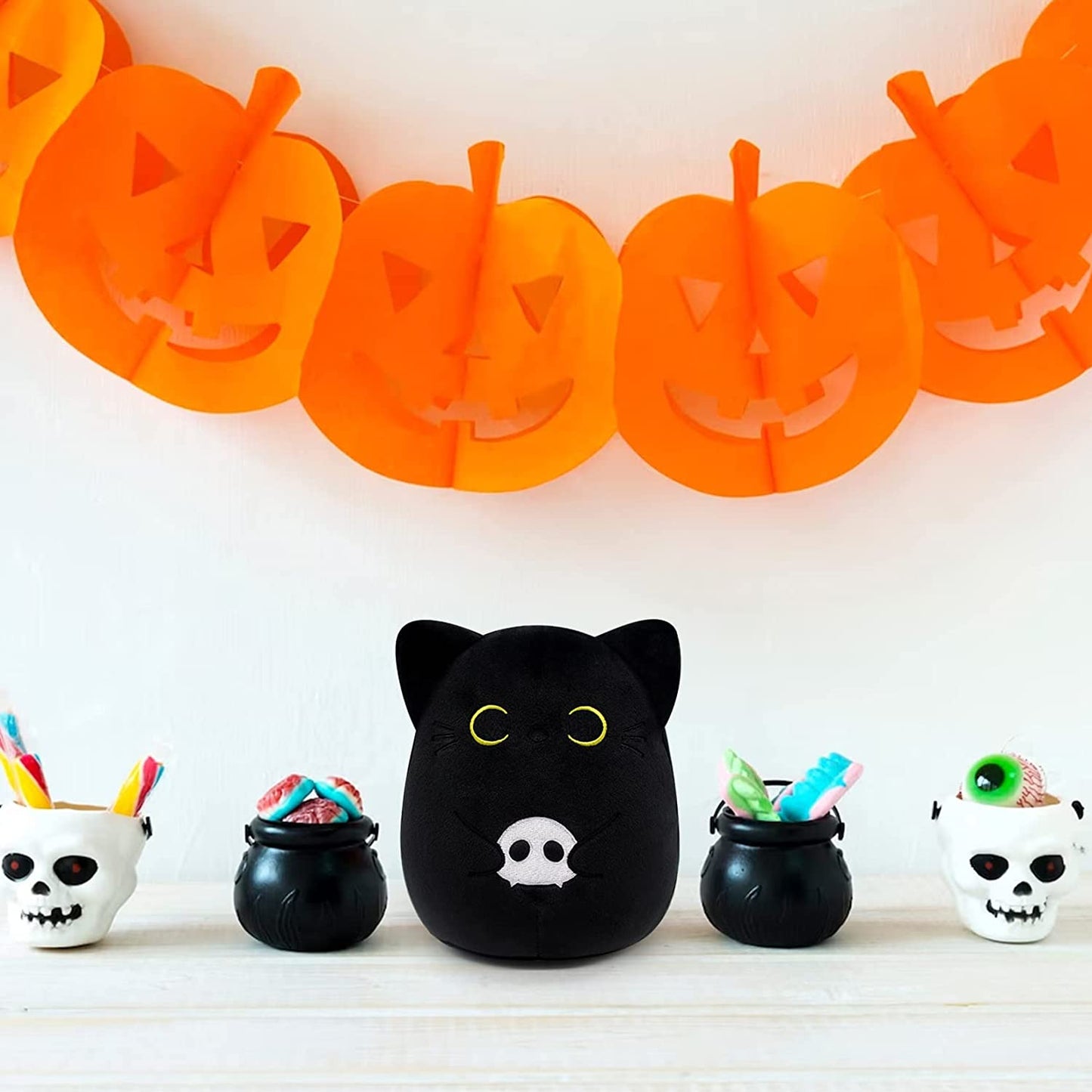 Halloween Plush 6" Black Cat Plush, Halloween Plush Pillow Black Cat Pillow Toy for Kids, Cute Cat Halloween Decoration, Birthday for Grils and Boys